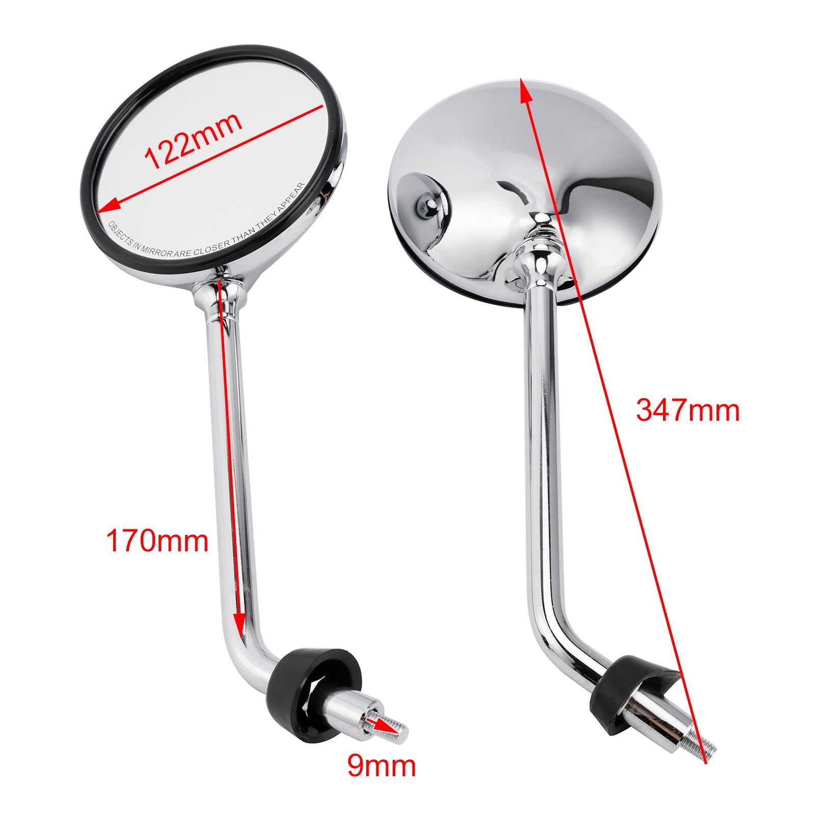 Chrome Rearview Mirror Set For Vespa LX 50 2T/4T & LX 125 & LX 150 2005-2013