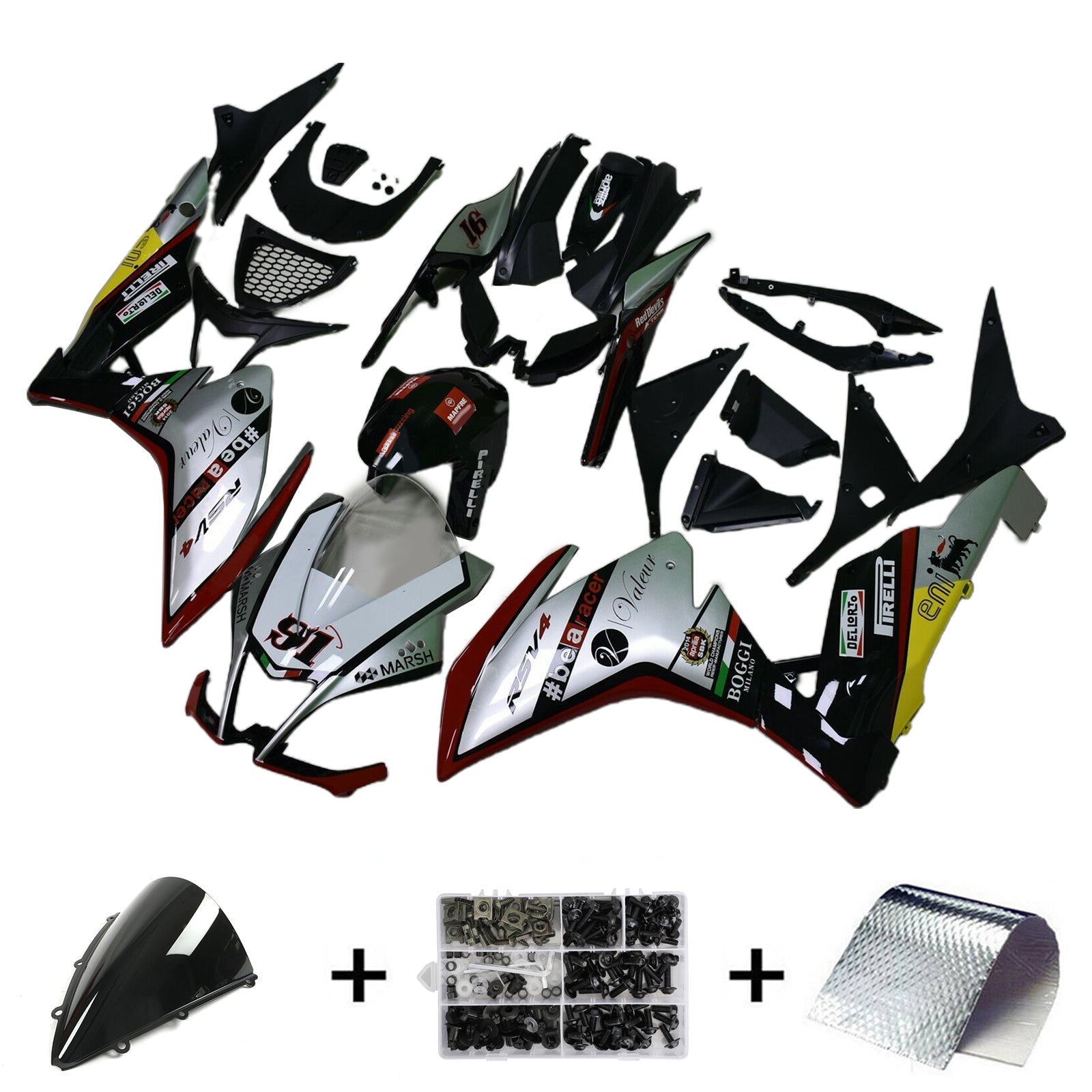 Amotopart Aprilia RSV4 1000 2009-2015 Kit Carenado Carrocería Plástico ABS