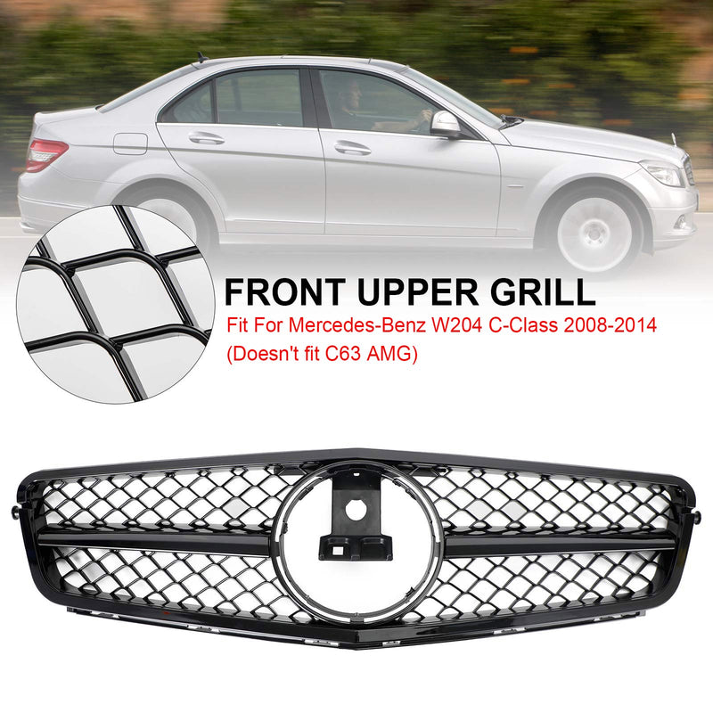 AMG Front Bumper Grille Grill Fit C-Class Benz W204 C300 C350 2008-2014 w/LED