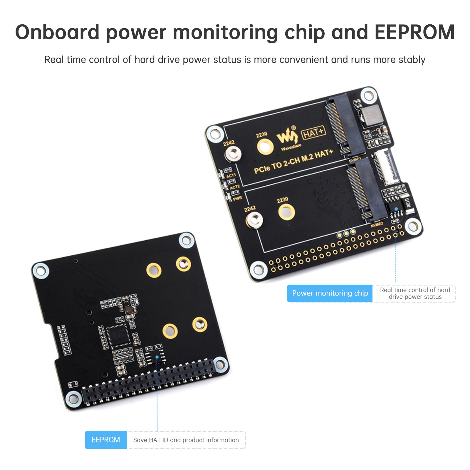 Raspberry Pi 5th Generation PCIe to Dual-Channel M.2 Hard Drive Expansion Board