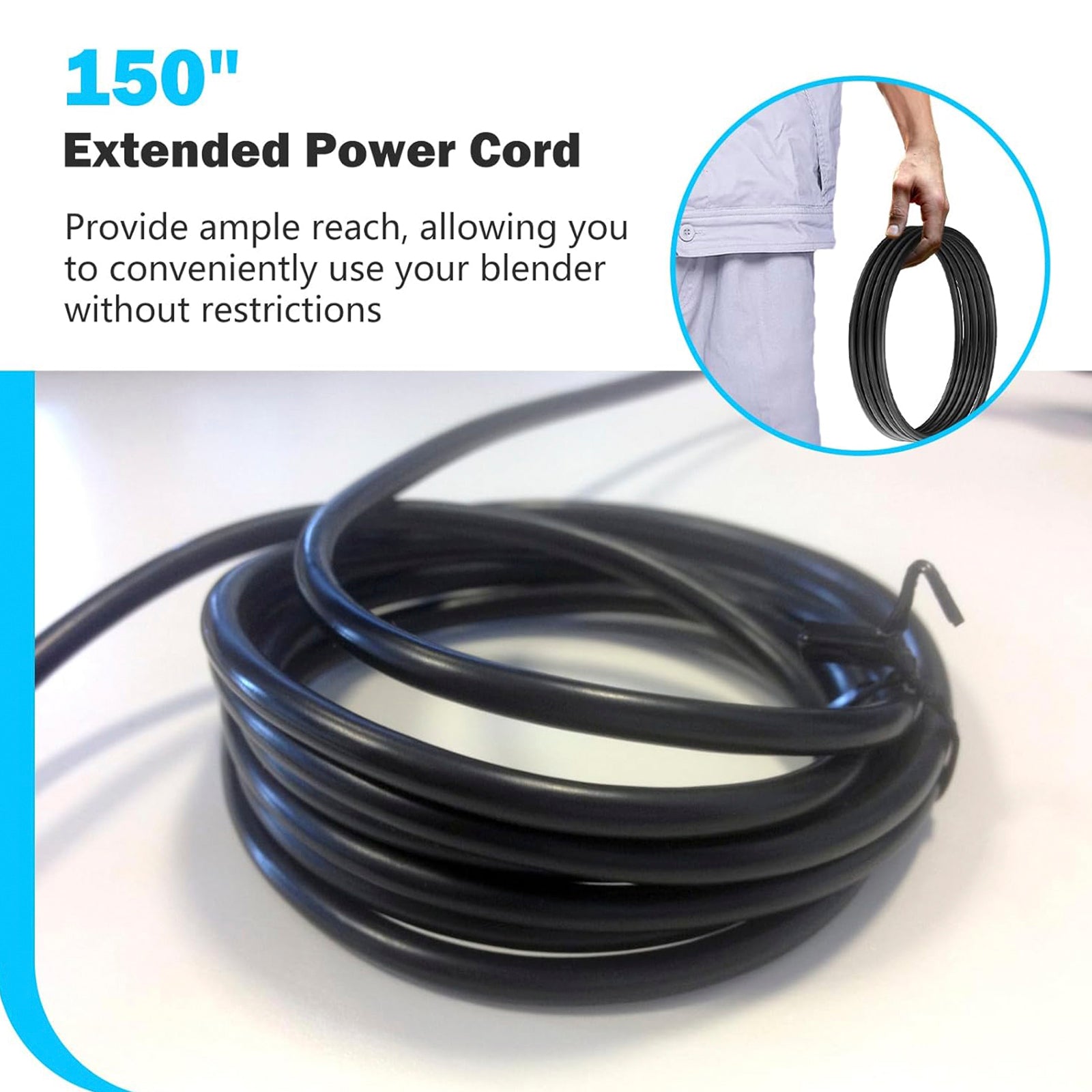 89143 150" Power Cord Replacement for Robot Coupe MP Series Immersion Blenders