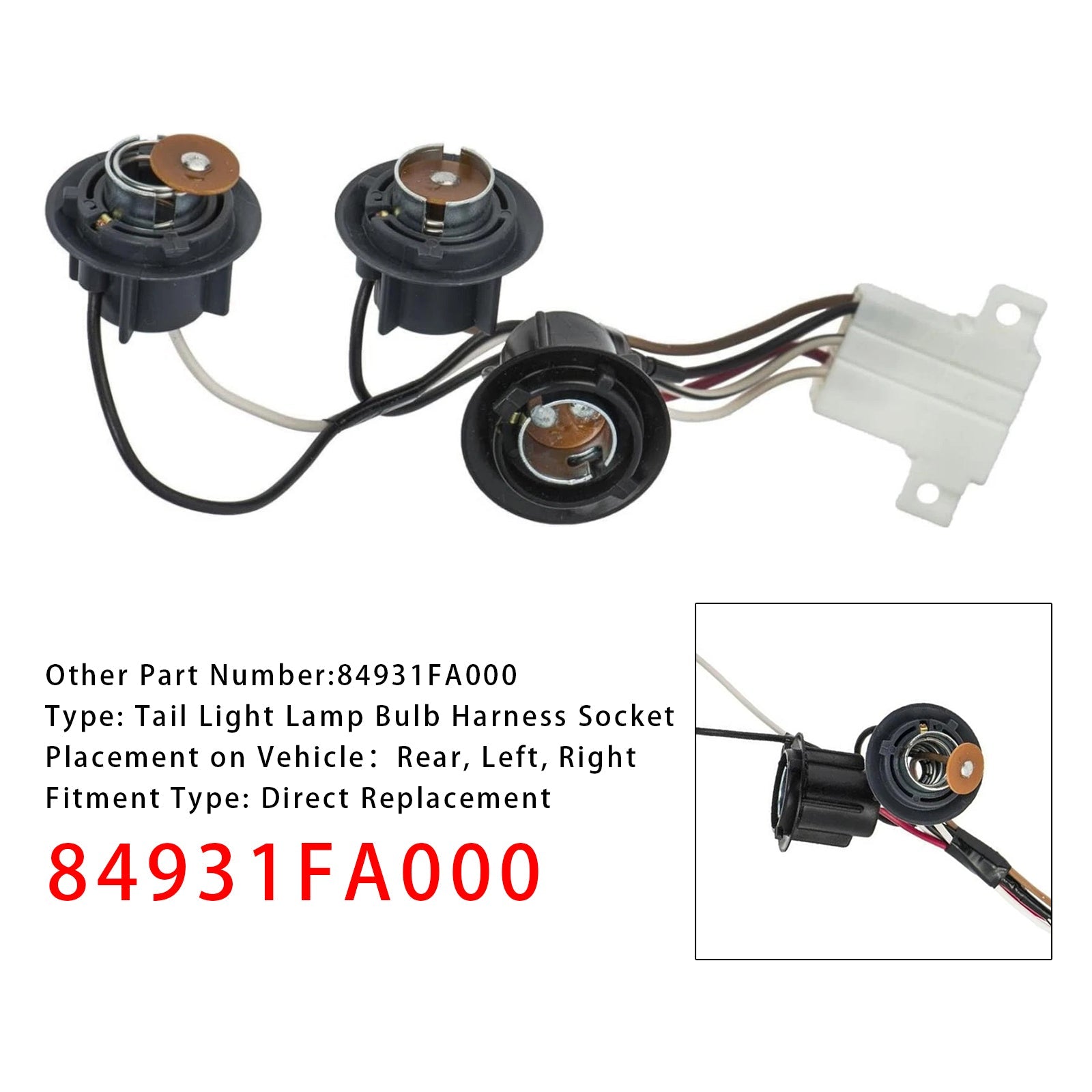 1993-2001 Subaru Impreza Rear Tail Light Lamp Bulb Harness Socket 84931FA000