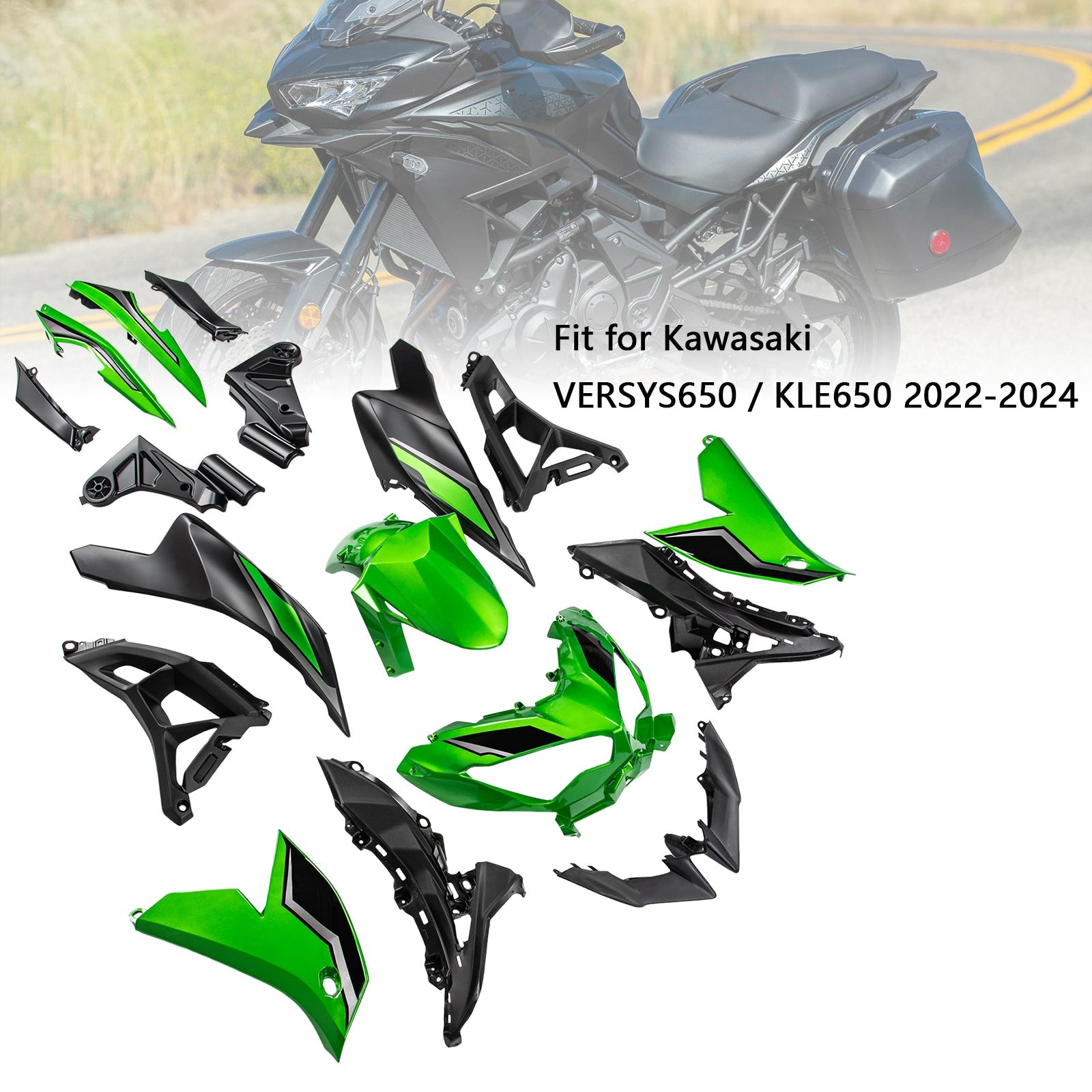 Injection ABS Bodywork Fairing Kit For Kawasaki VERSYS 650 KLE 2022-2024 02#