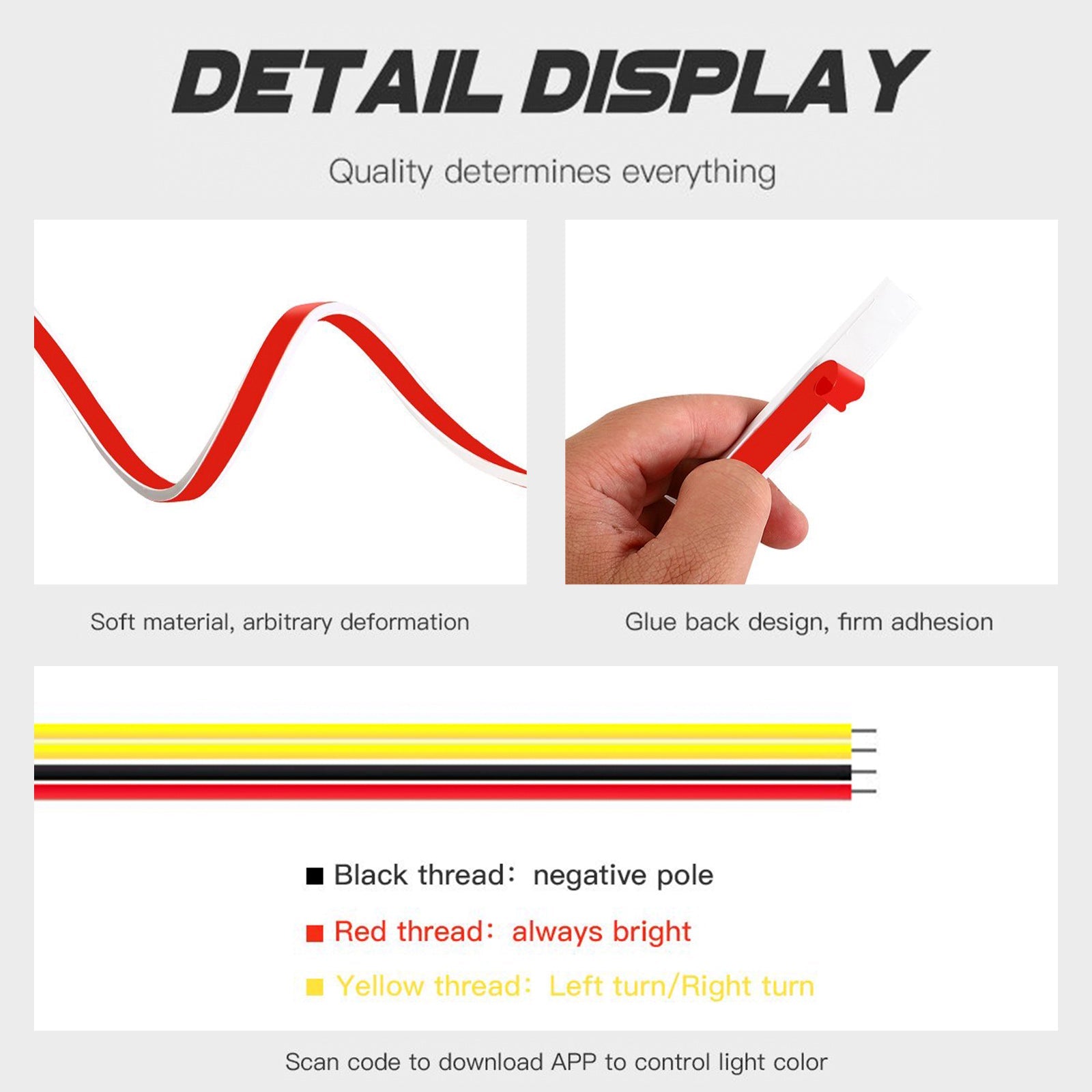 Car Hood LED Daytime Running Light Strip Flexible Dynamic Scan Start Up