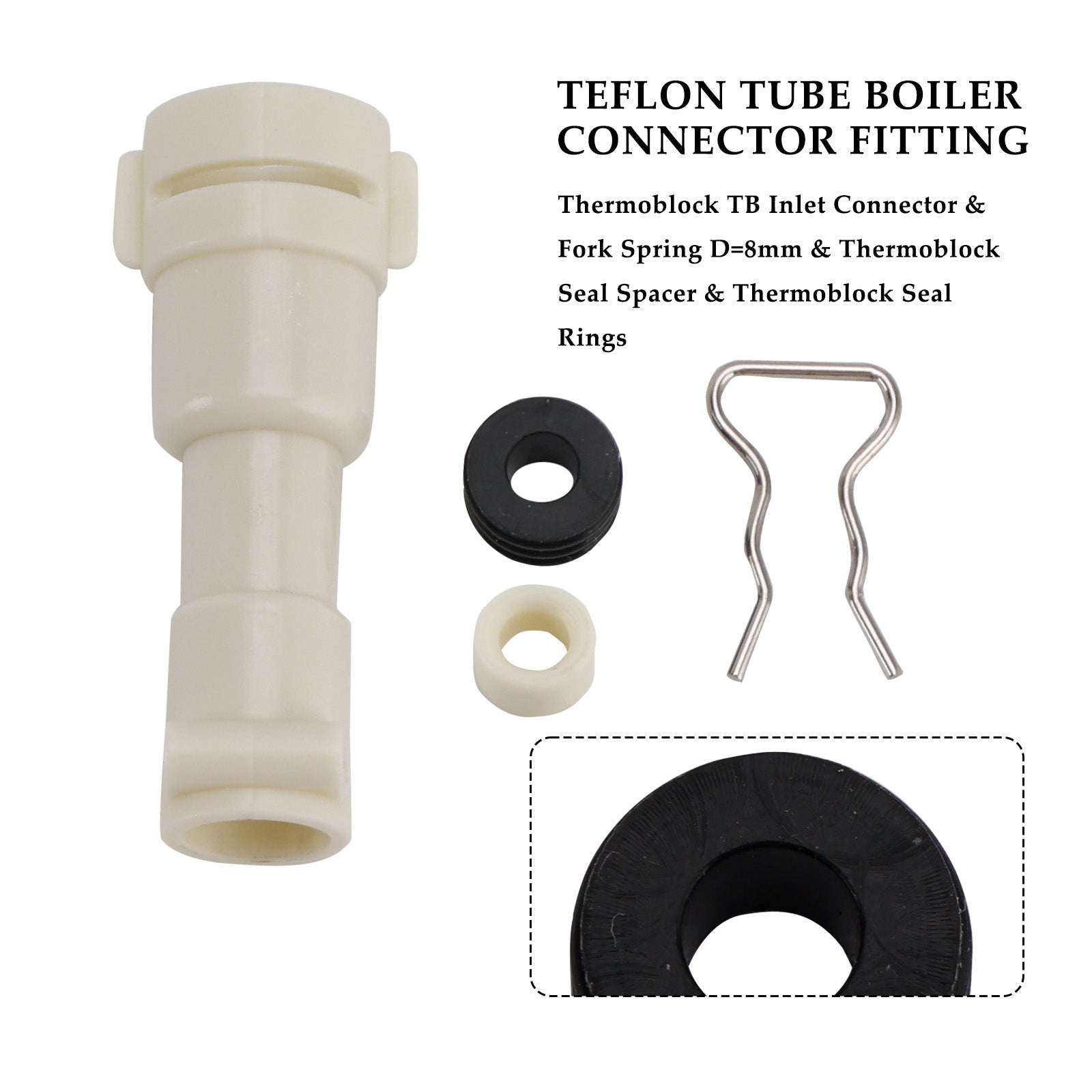 ThermoBlock Inlet Connector & Seal & Spacer & Fork D8mm Kit Of Water Heating Element Fit For Philips Coffee Machine 422224777123
