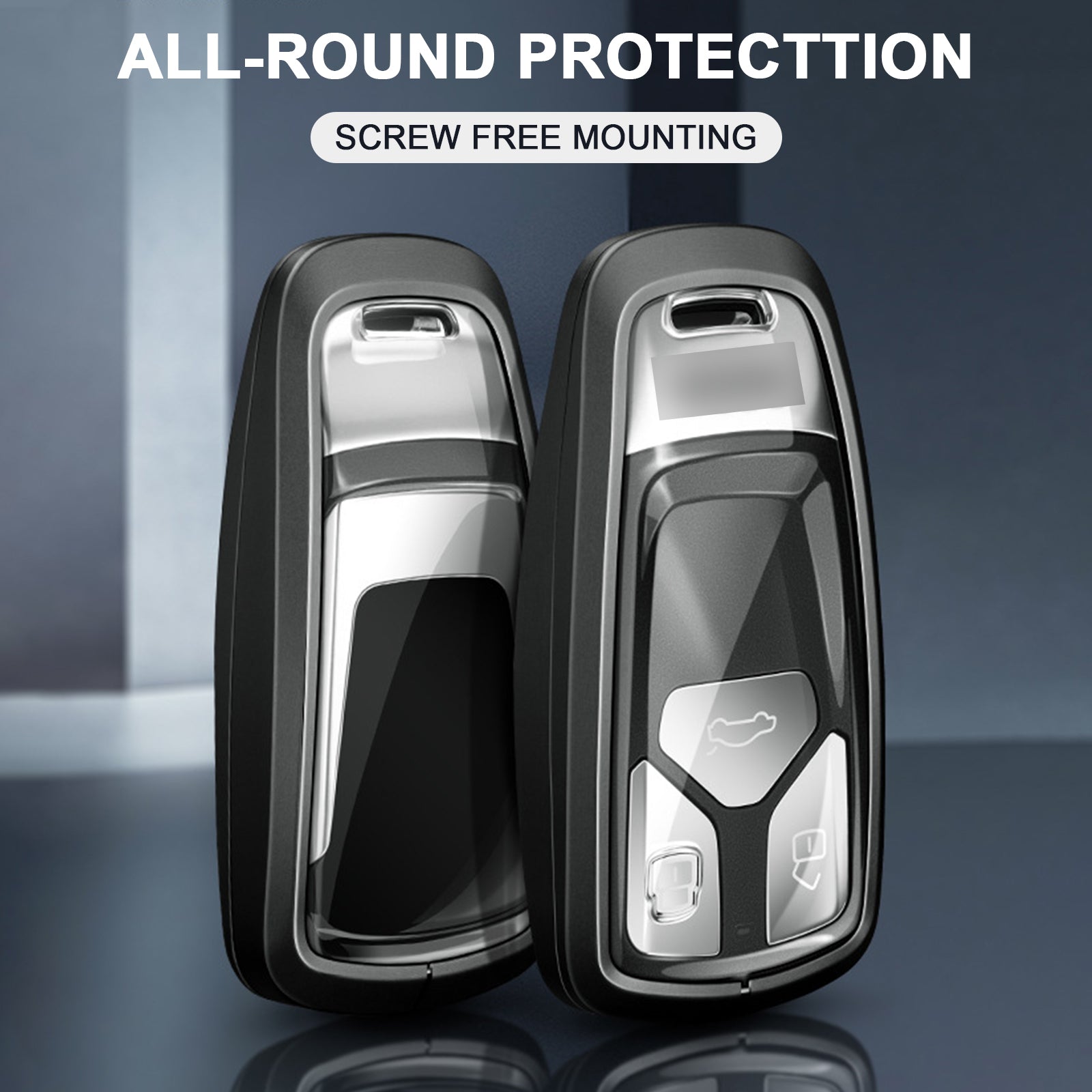 Aluminum Alloy TPU Black Car Key Case Cover With Buckle For Audi a6l a4l a3