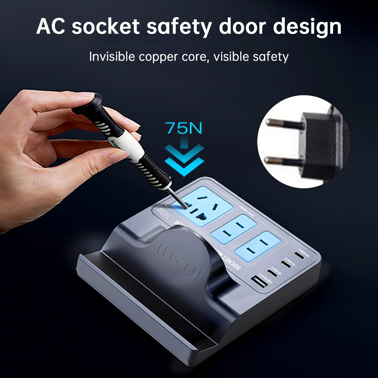 140W Smart Wireless Fast Charging Socket High Power PD100W Notebook QC Charging Mobile Phone Charger EU Plug