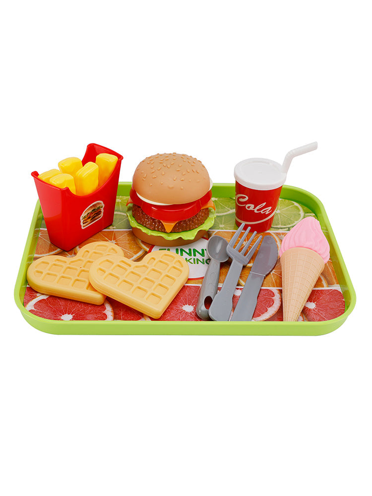 Hamburger Waffles Fries Drink Play Food Kitchen Set Children Toy Set For Kid