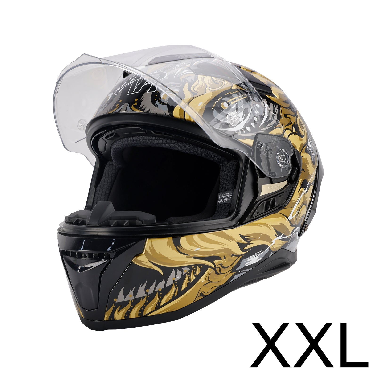 DOT Motorcycle Helmet Adult Street Full Face Black gold