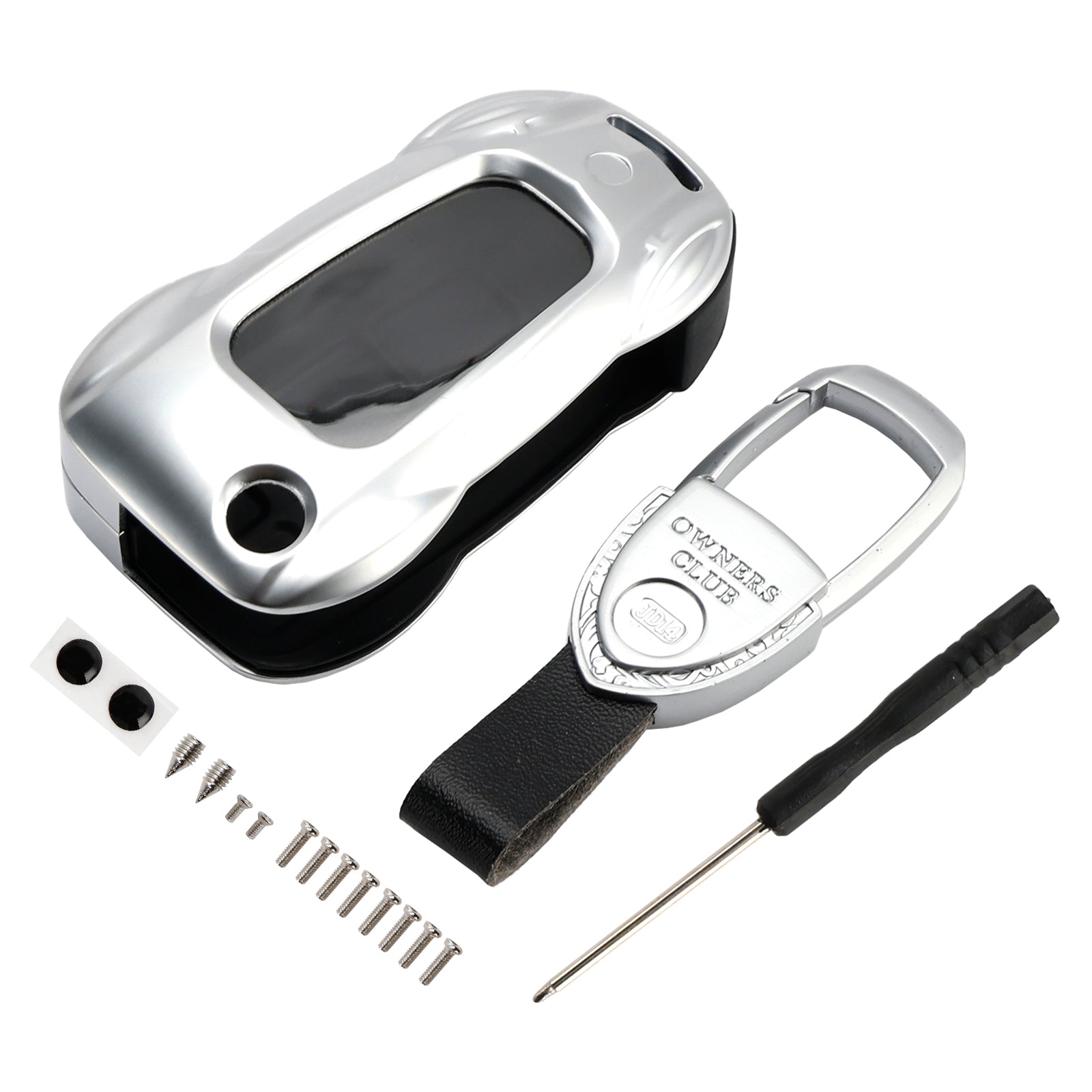 Audi A1 A3 S3 Leather Alloy Zinc Car Key Silvery Case Cover