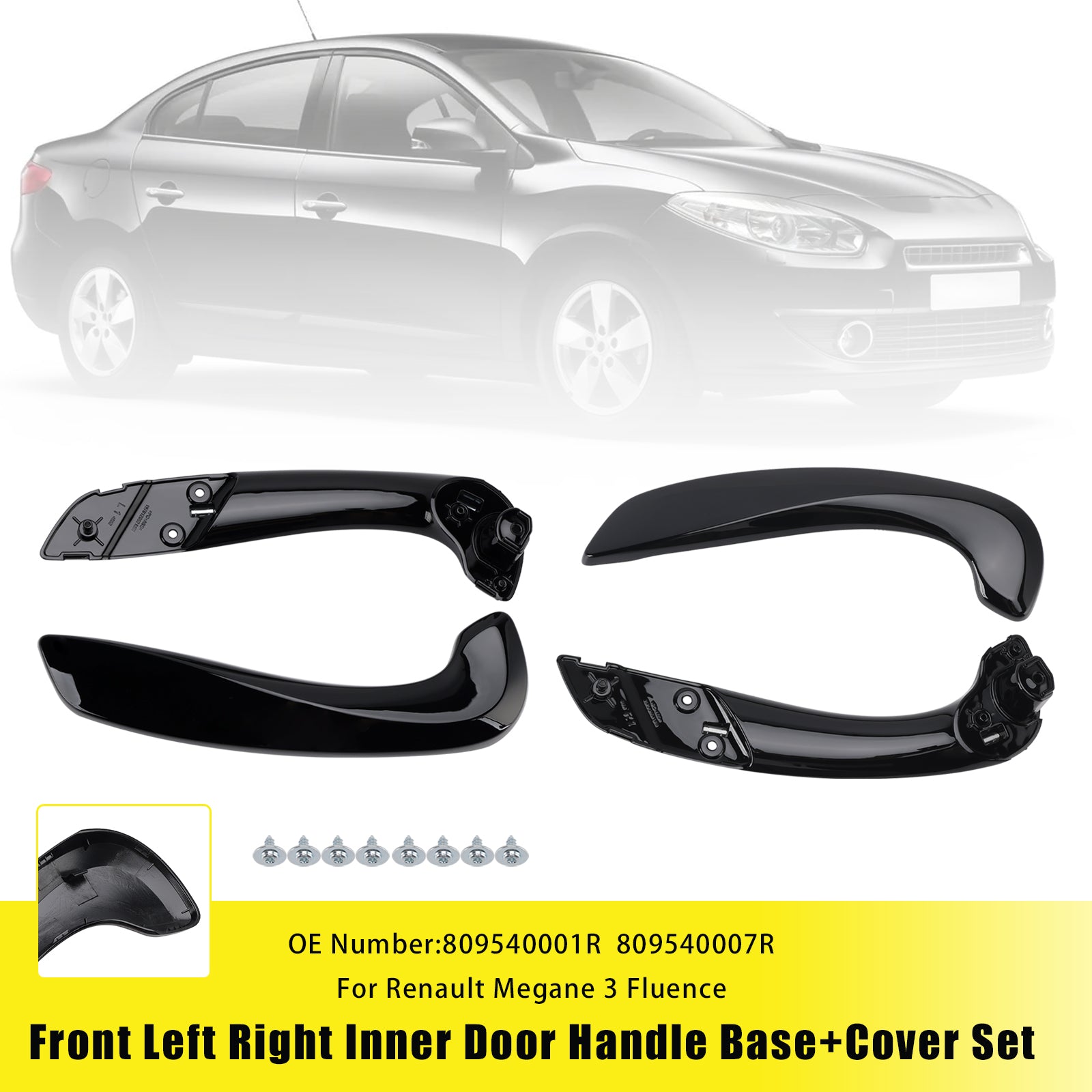 Front Left Right Interior Door Handle Base+Cover For Renault Megane III 08-16