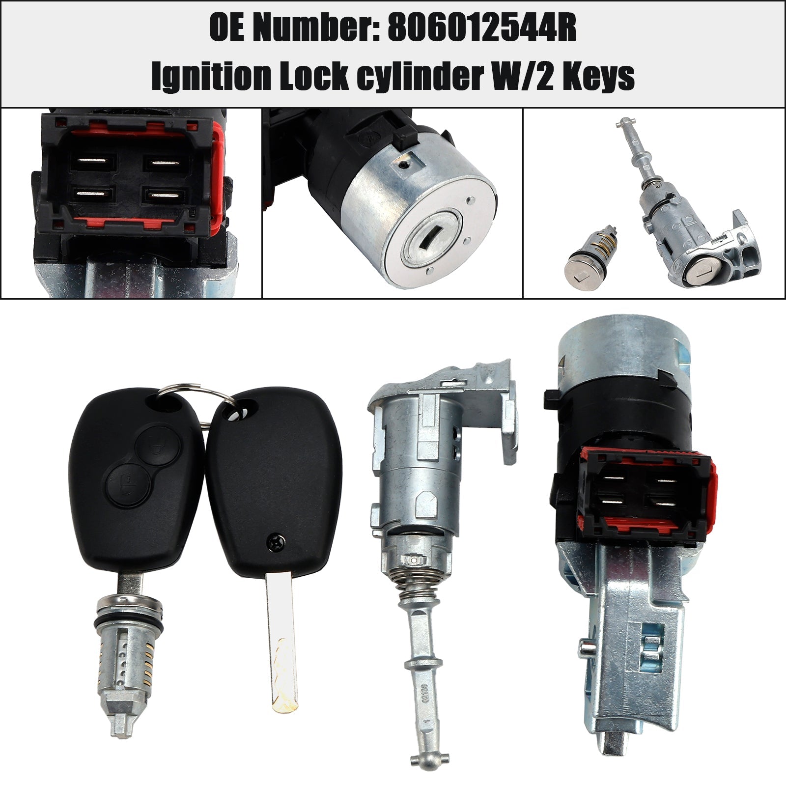 Ignition Lock cylinder W/2 Keys 806012544R For Renault Kangoo II Master III