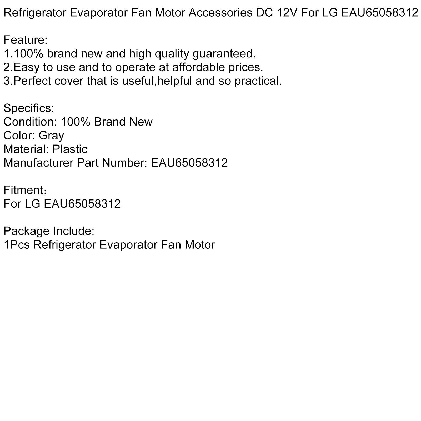 Refrigerator Evaporator Fan Motor Accessories DC 12V For LG EAU65058312