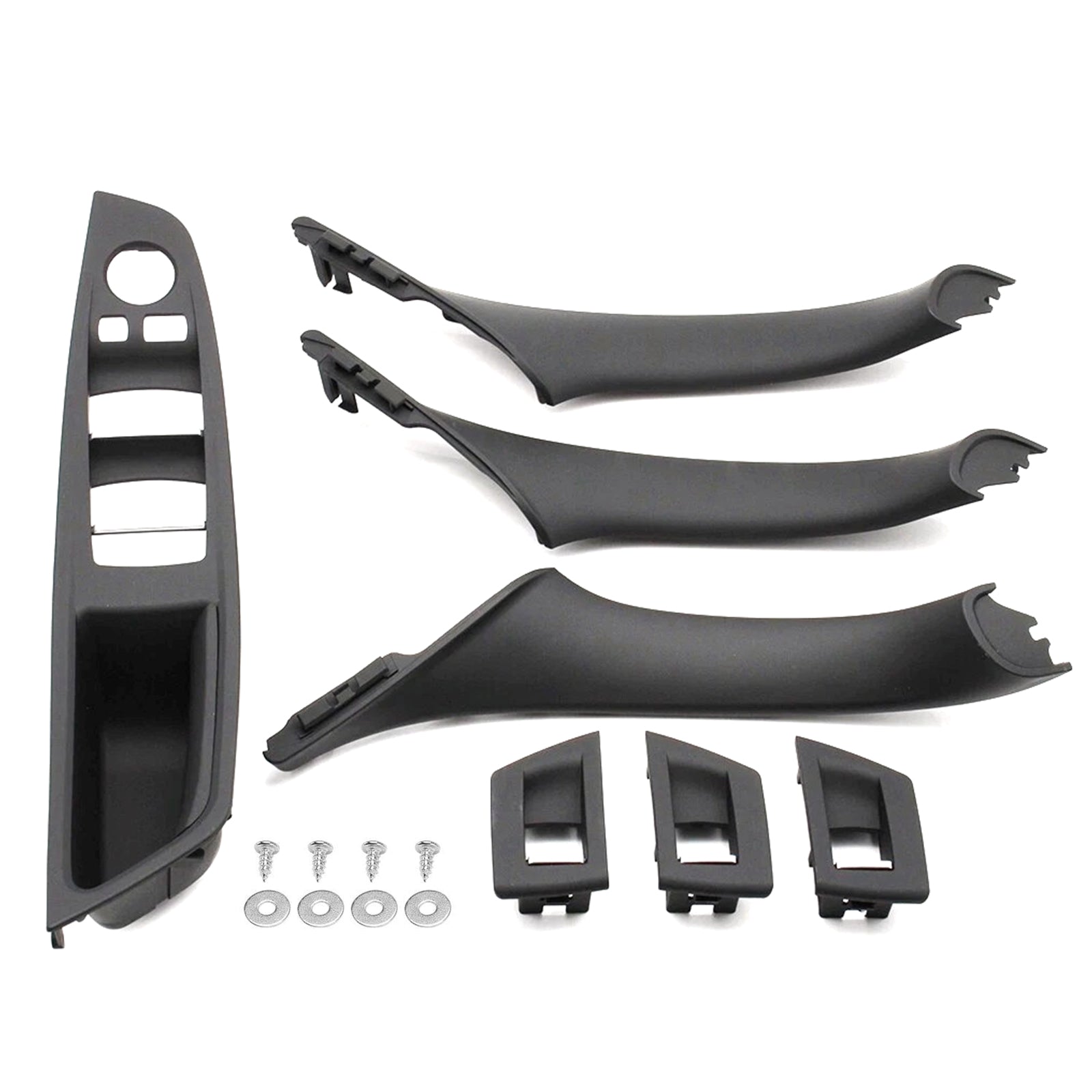 7x Black Inner Door Panel Handle Pull Trim Cover For BMW 5 Series F10 F11 10-16