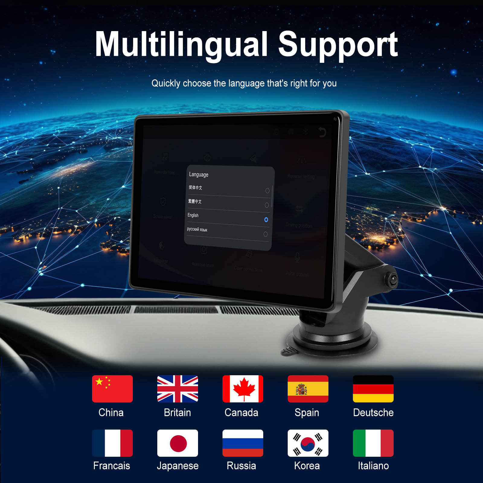 8-inch Full Touch Screen Apple CarPlay Android Auto Switching Display AHD Camera