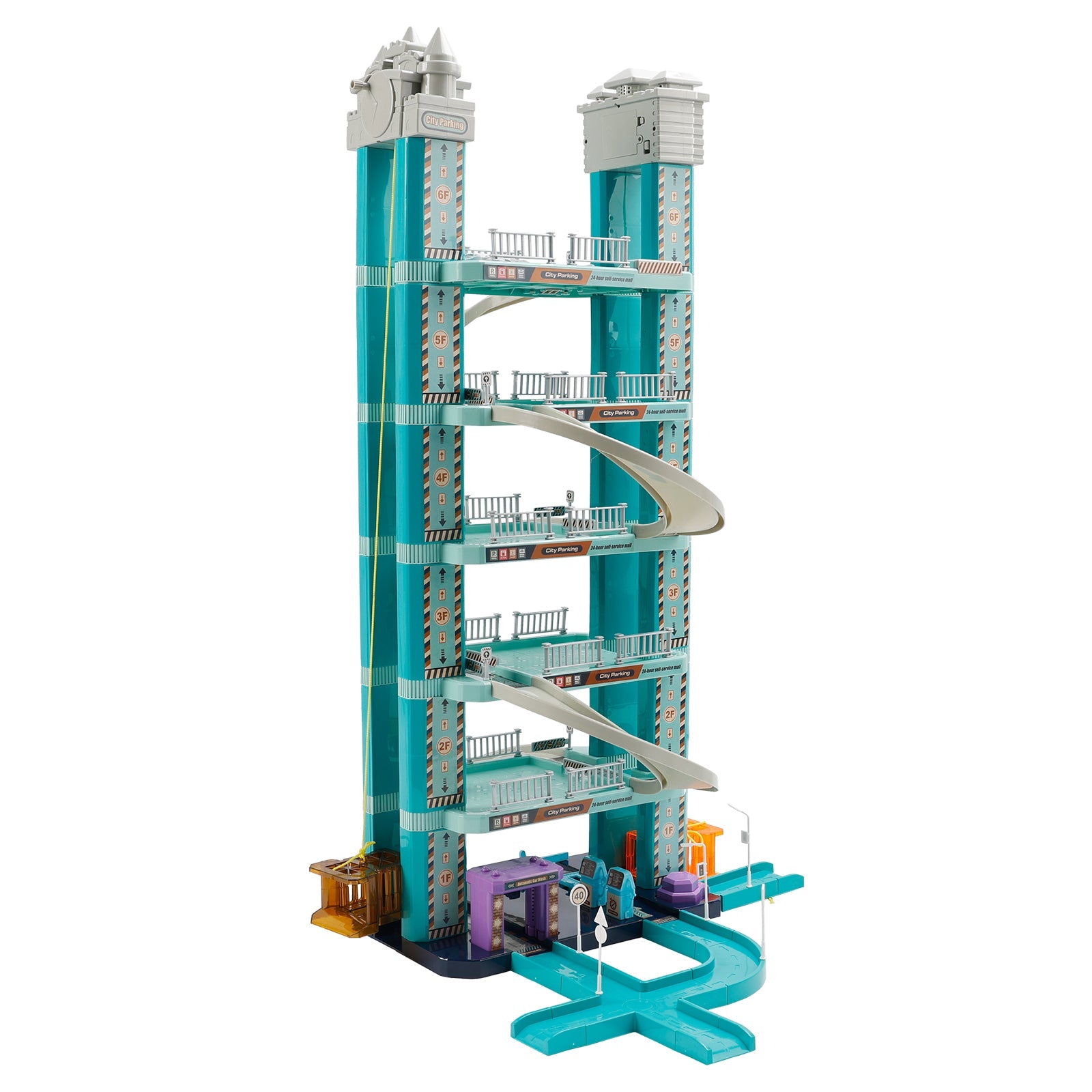 Intelligent Electric Hand Rank City Six Floor Track Parking Lot Toy With 2 Cars