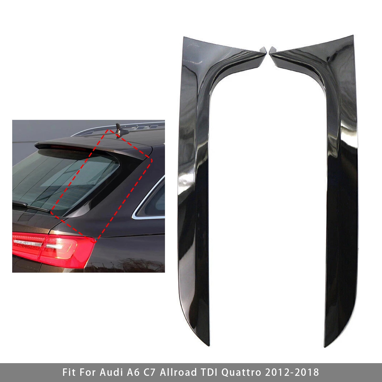 2012-2018 Audi A6 C7 Allroad Avant Gloss Black Pair Rear Window Side Wing Spoiler