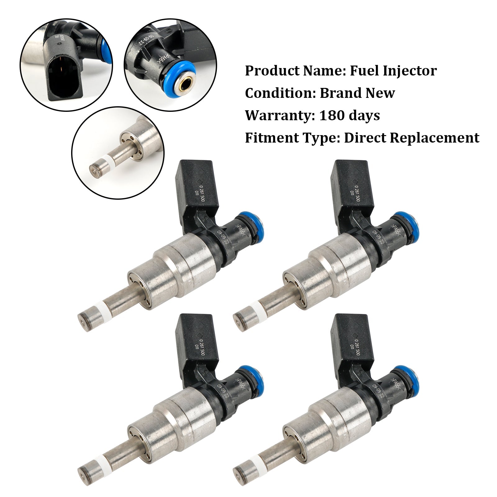 4 Uds inyector de combustible 0261500011 compatible con Audi A4 Avant 8E5 2,0 FSI 02-04 06D906036B