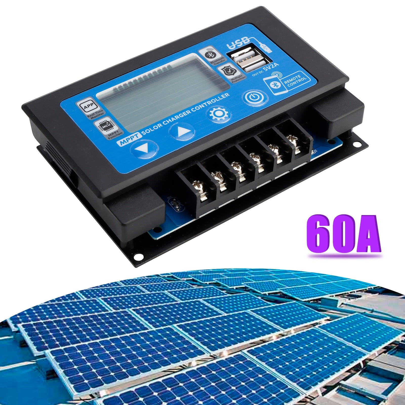 30/60A 내장형 스냅온 에너지 저장 전용 MPPT 태양광 컨트롤러 블루투스
