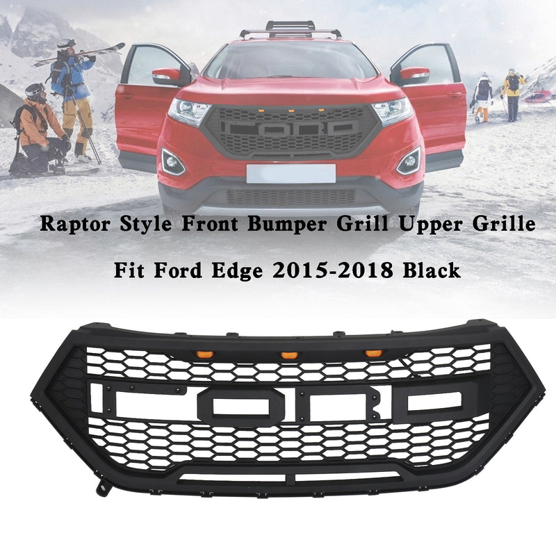 Parrilla superior para parachoques delantero estilo Raptor, compatible con Ford Edge 2015-2018, color negro