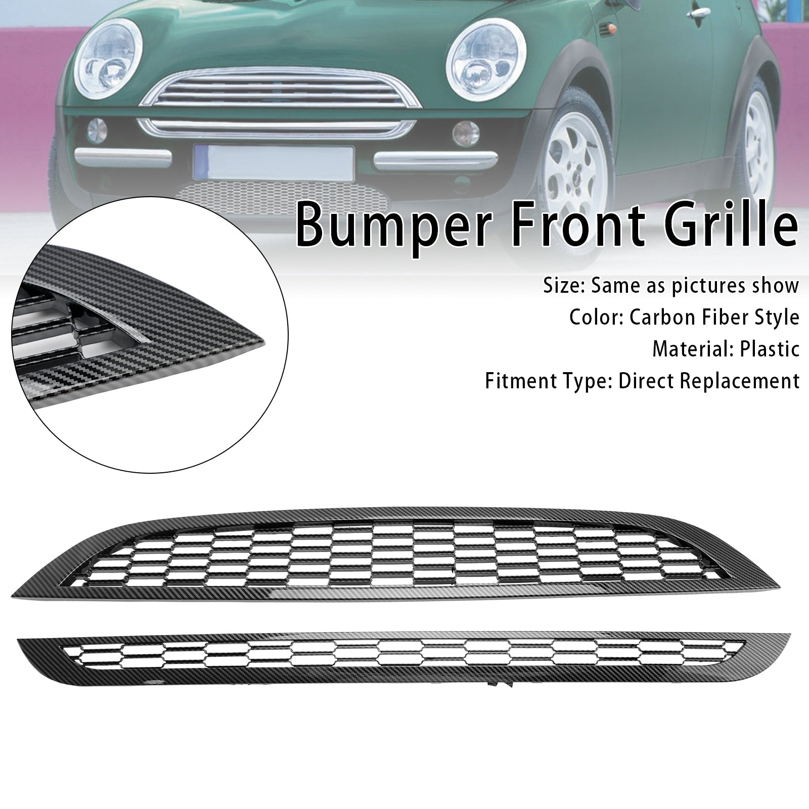 2PCS Honeycomb Mesh Front Grille Grill Fit Mini Cooper R50 R52 R53 200