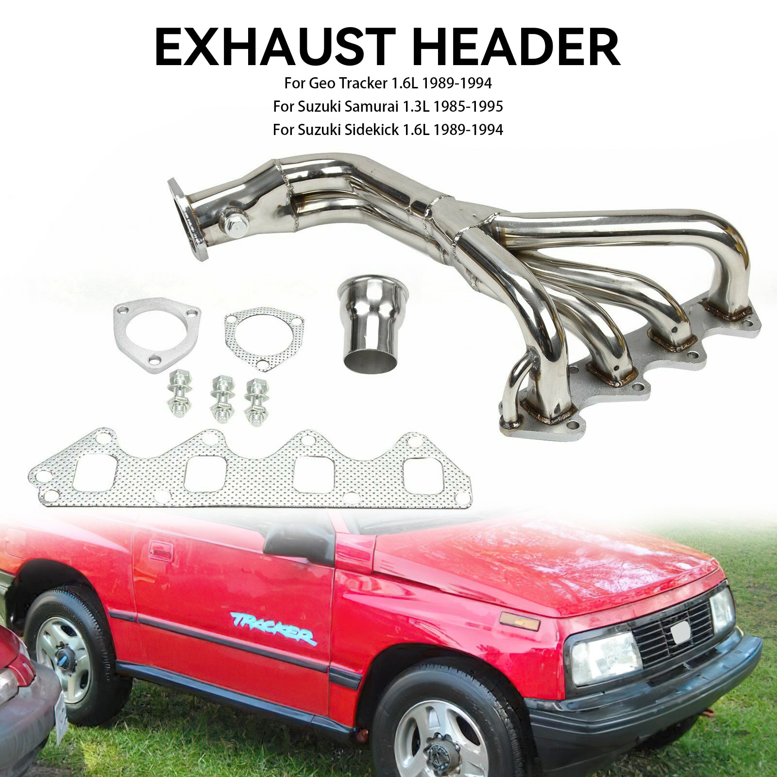 Stainless Manifold Header fit Suzuki Samurai & Geo Tracker 1.3L 1.6L L4 86-96