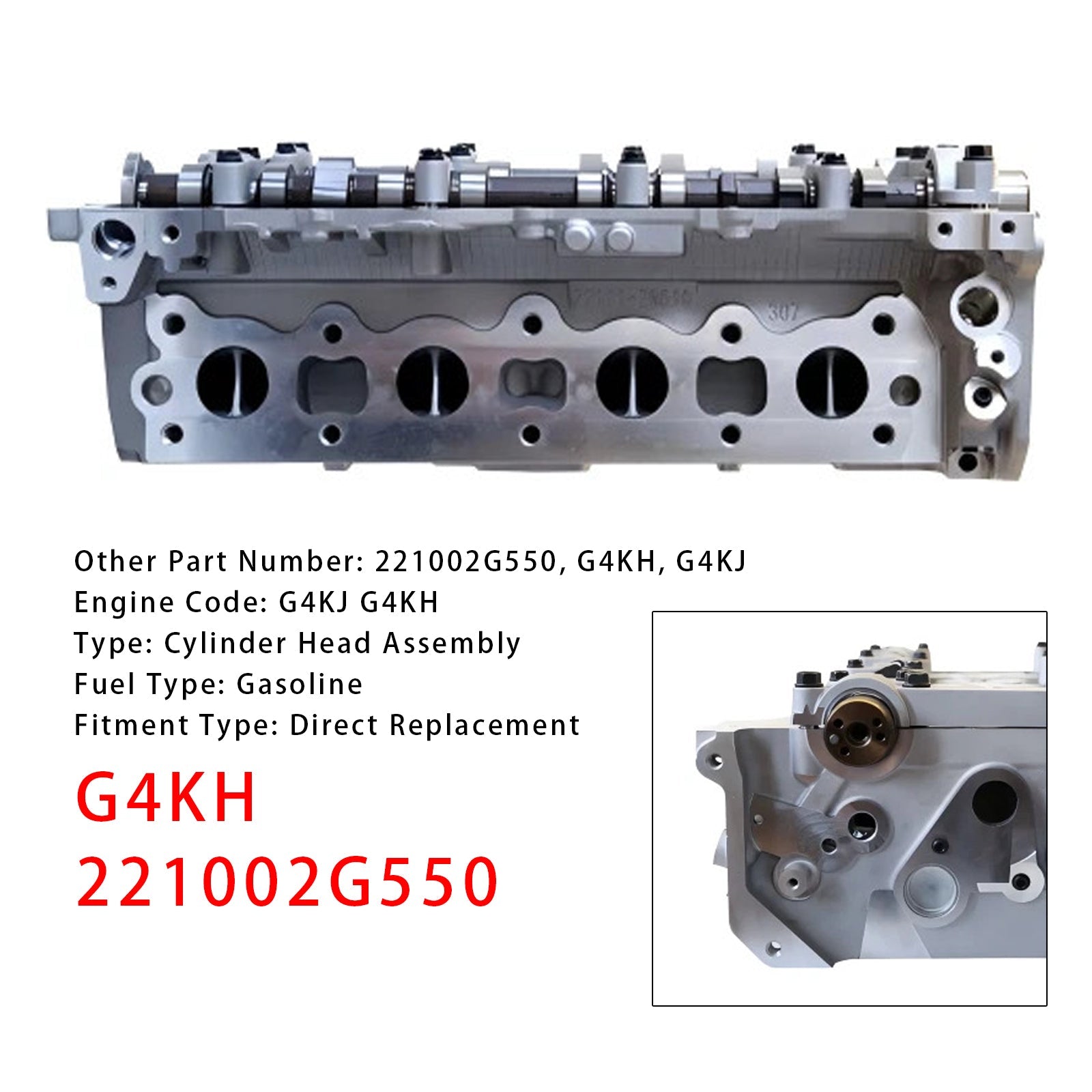 2014-2019 Kia Sportage 4-Door 2.4L Cylinder Head Assembly G4KH 221002G550 CPW13893