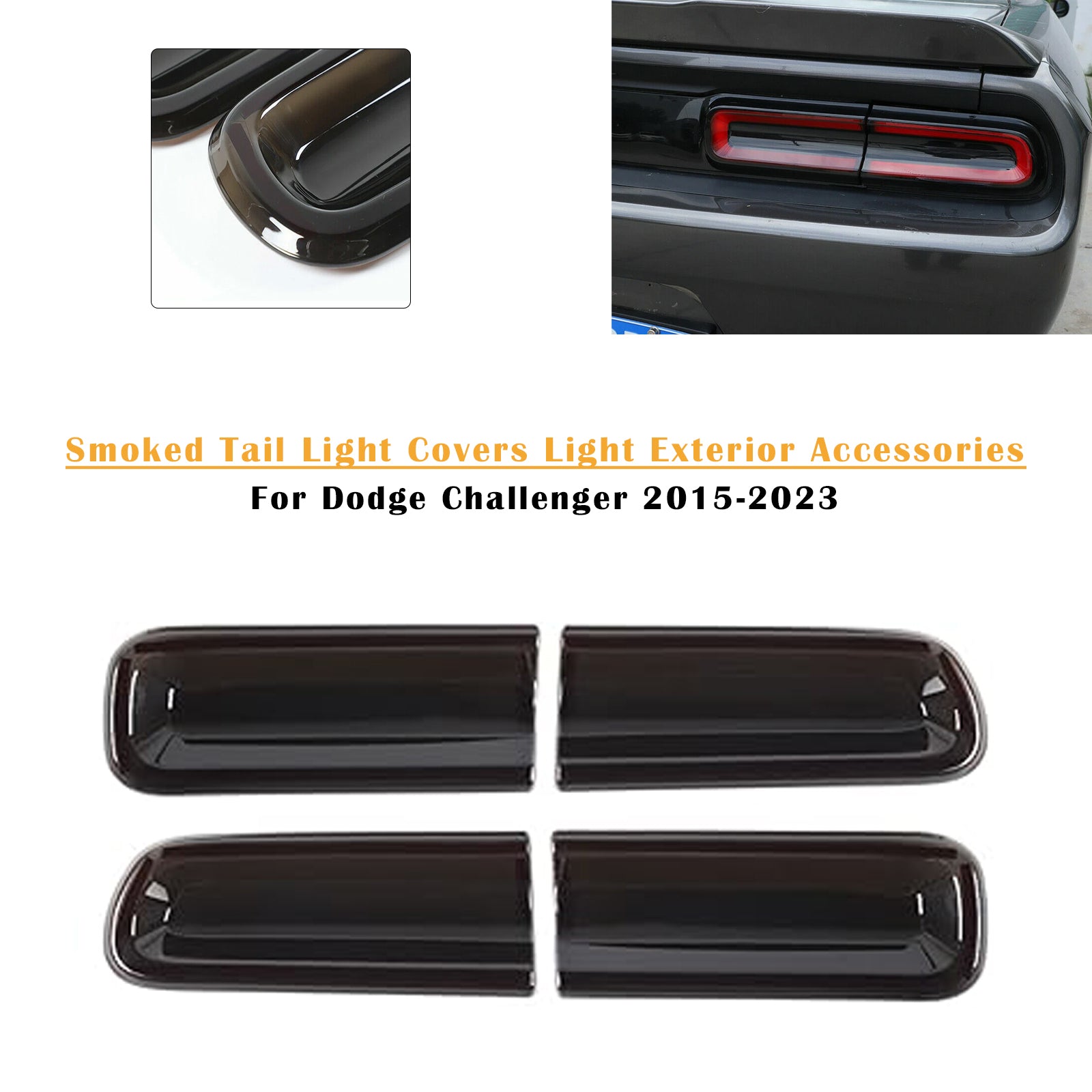 2015-2023 Dodge Challenger Soked Tail Light Covers Light Exterior Accessories