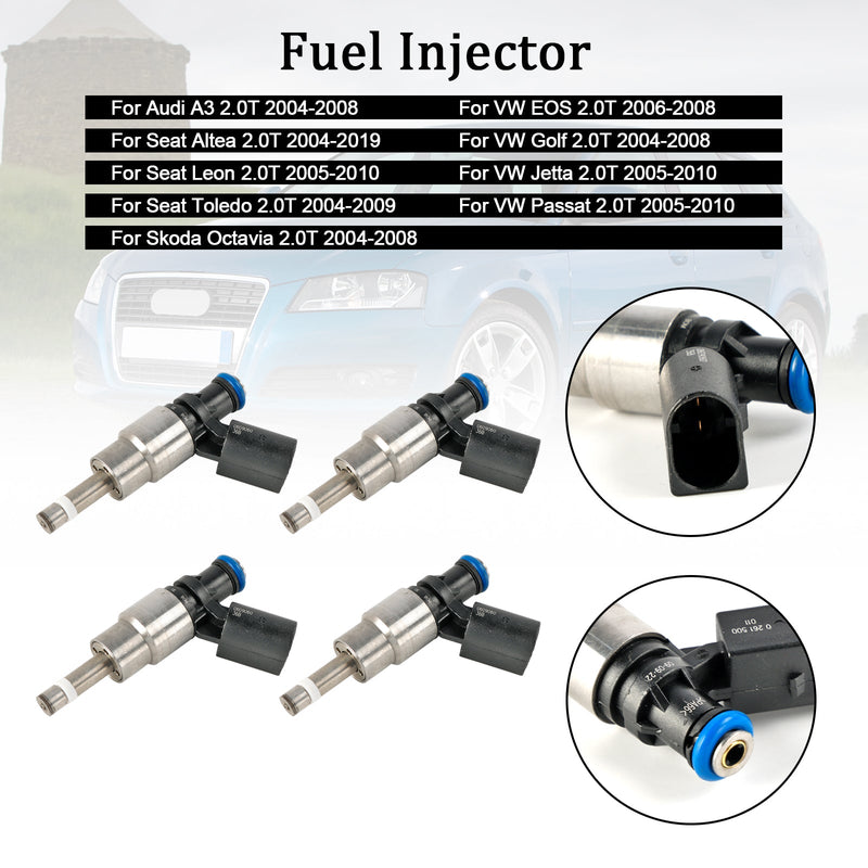 4 Uds inyector de combustible 0261500011 compatible con Audi A4 Avant 8E5 2,0 FSI 02-04 06D906036B