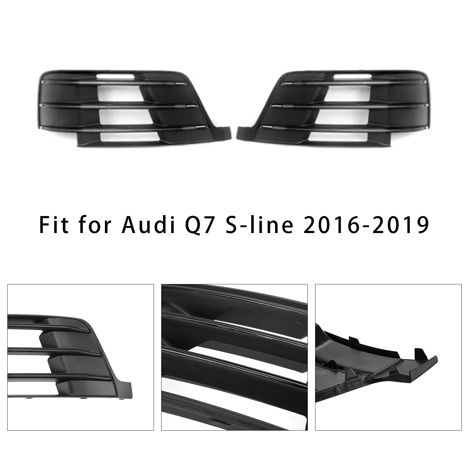 2016-2019 Audi Q7 S-Line 2X Original Car Front Bumper Fog Light Grilles 4M0807681D 4M0807682D