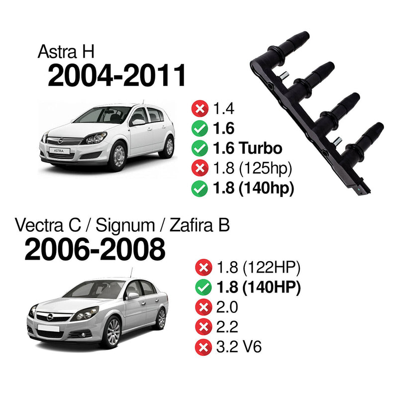 Astra H 2004-2009 Ignition Coil Pack 95517924 120821 10458316 71744369 71739725 71779115