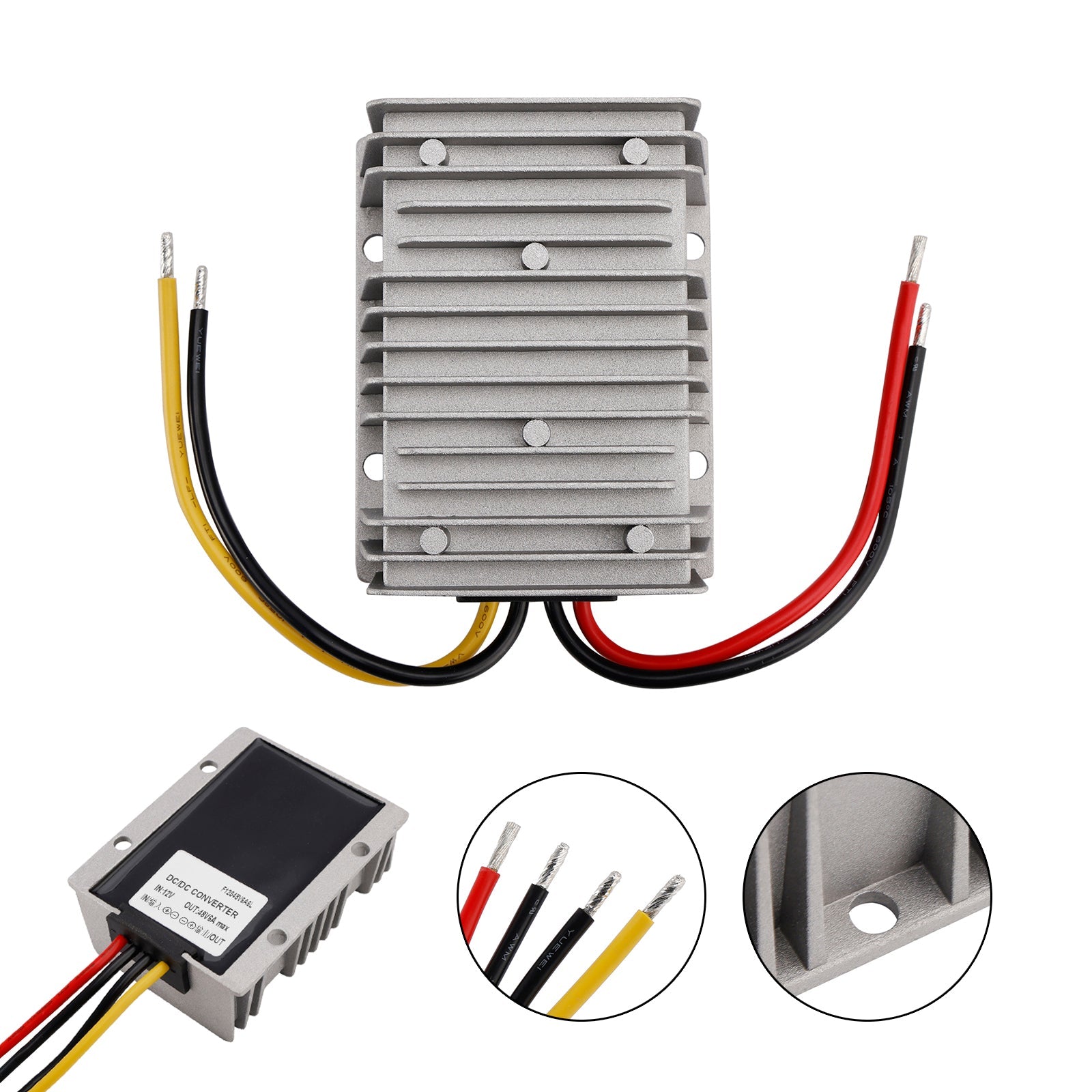 Waterproof DC/DC Converter Regulator 12V Step Up to 48V 6A 288W