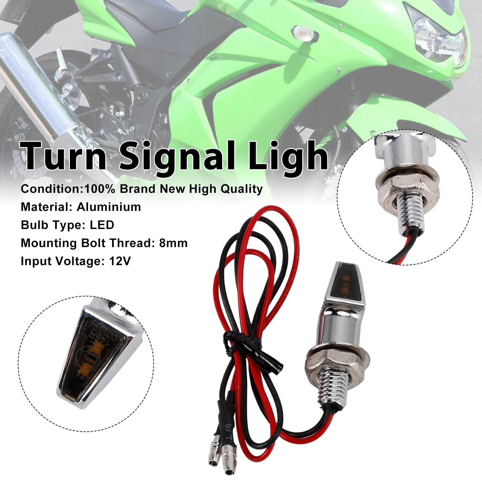 12V LED Turn Signal Indicator Light 8mm Universal Motorcycle For Yamaha