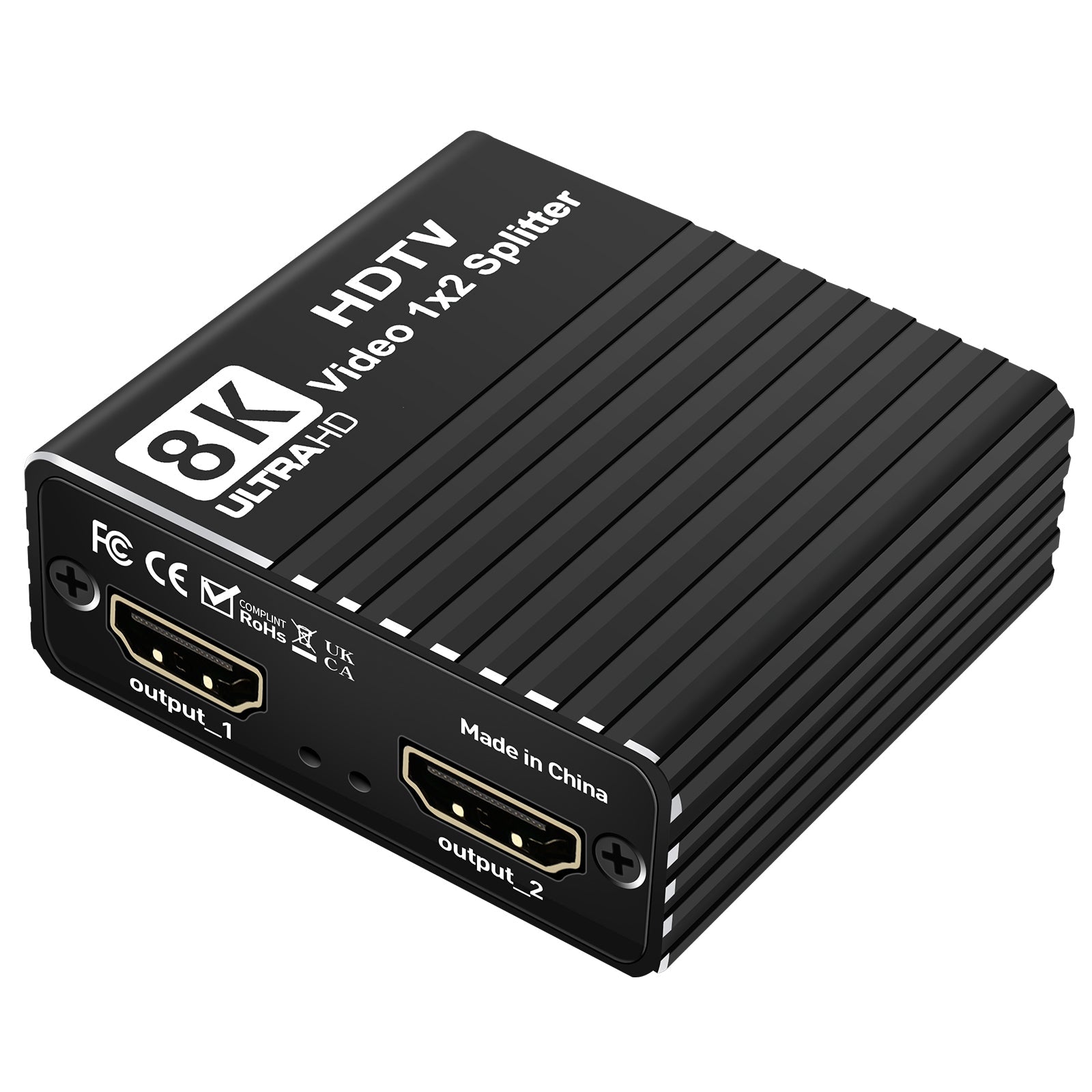 8K HDMI 1 to 2 Splitter HD2.1 8K60hz/4K120hz/1080P240hz with EDID Splitter 1x2
