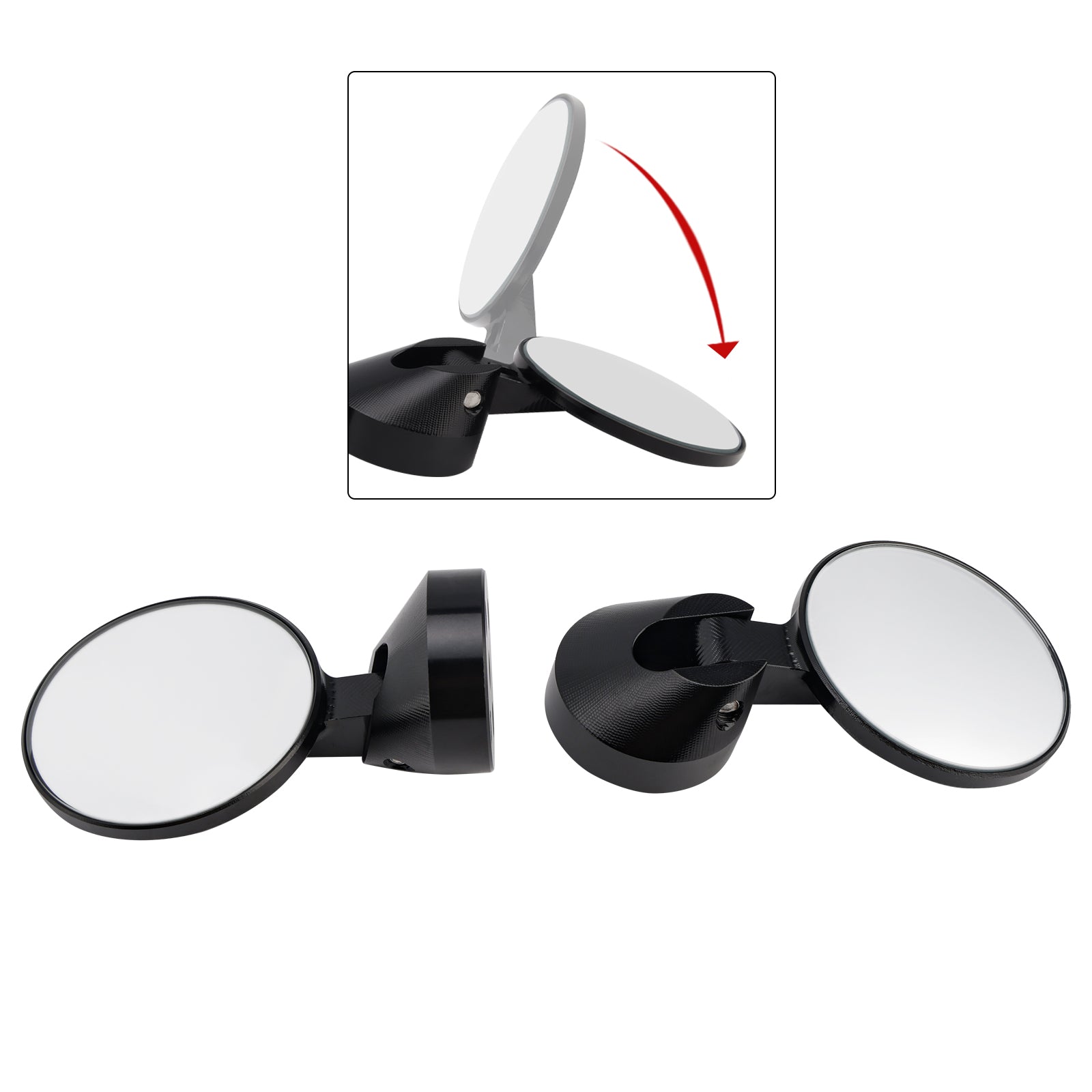 CNC ALUMINUM MINI HANDLEBAR BAR END MIRROR SET D=35MM BLACK FOR PIAGGIO / VESPA