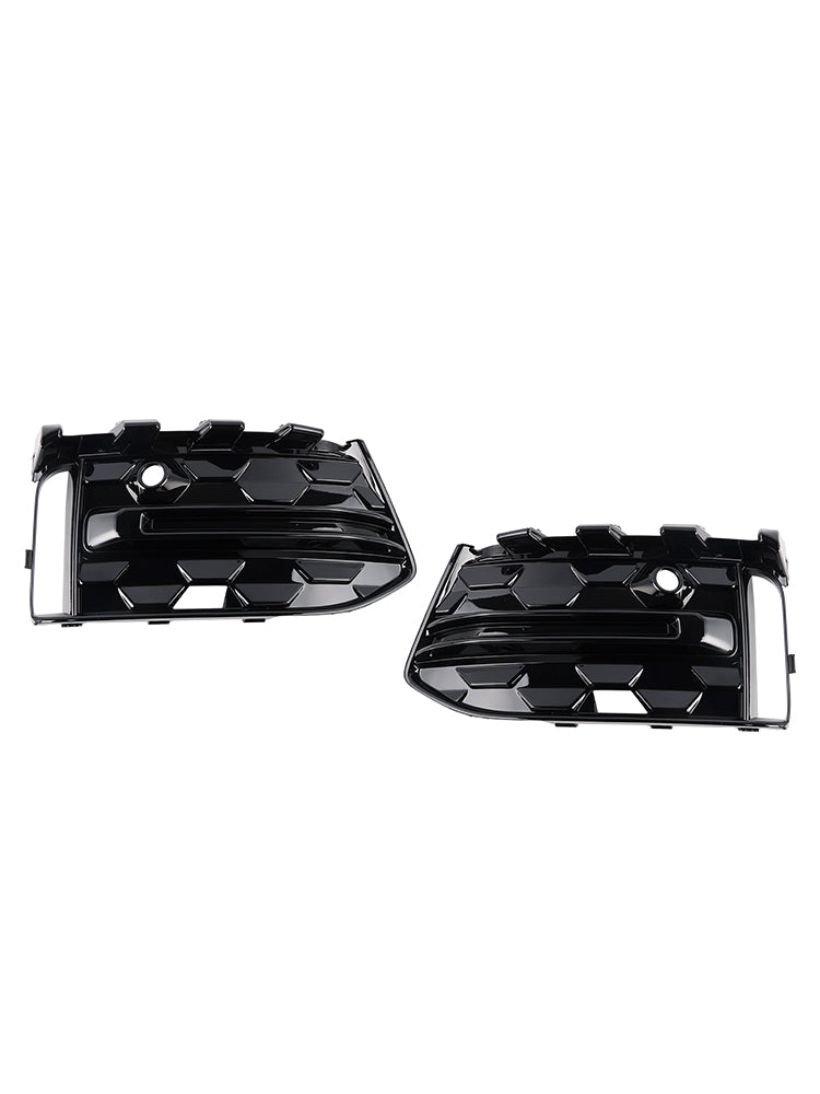 2023+ Audi A6 C8PA S-Line S6 2PCS Front Bumper Fog Light Grille Trim Black
