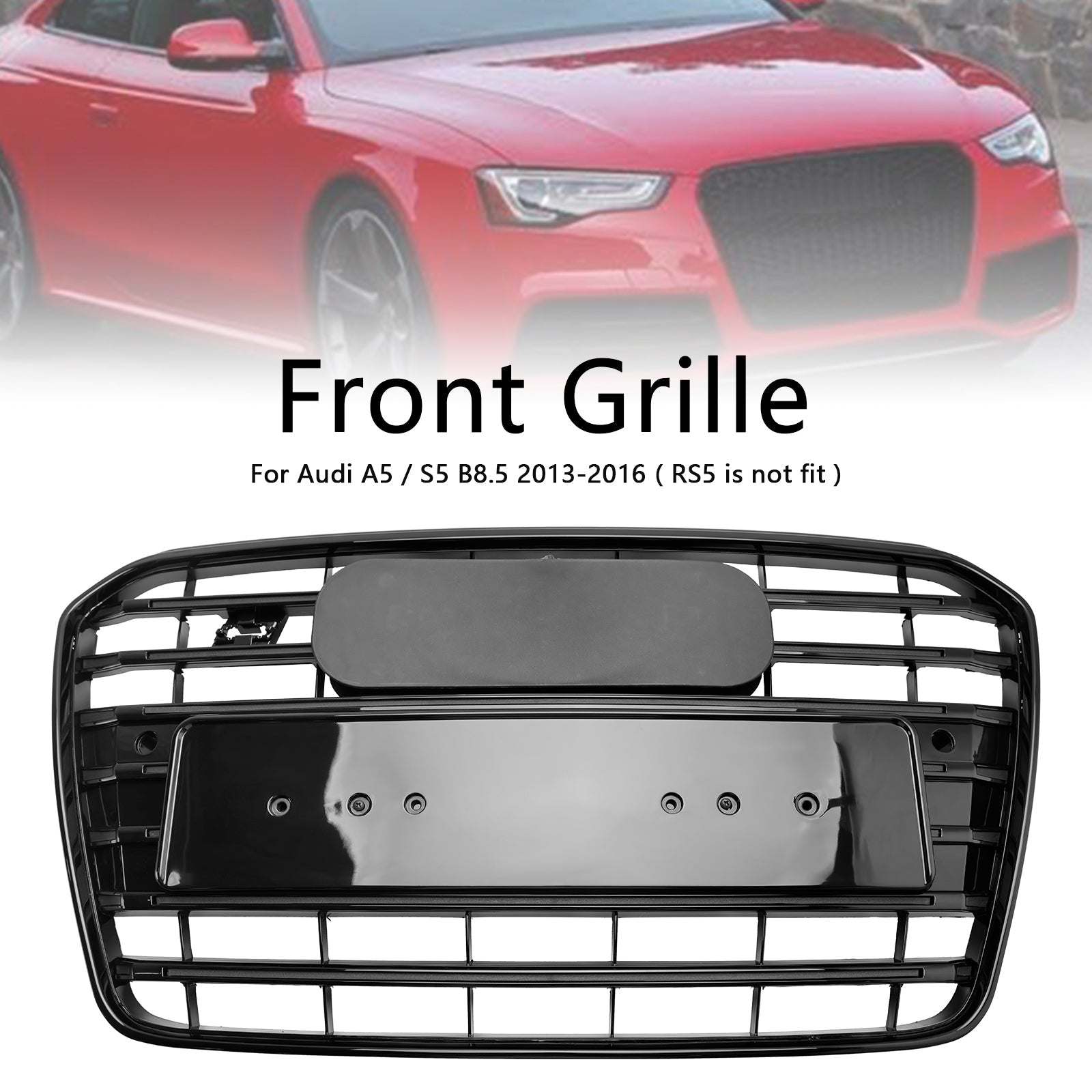 S5 Style Front Bumper Grille Grill Fit Audi A5 S5 B8.5 2013-2016 Black