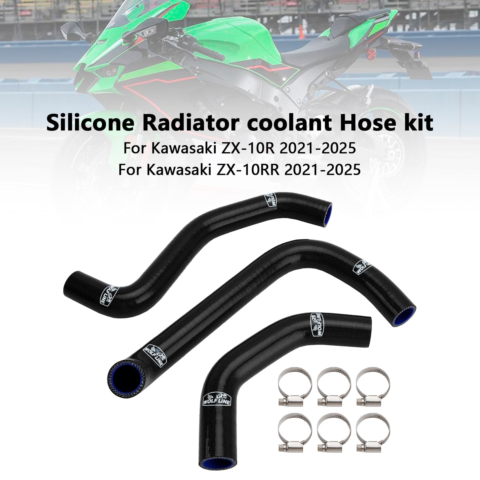 2021-2025 Kawasaki ZX10R ZX-10RR Silicone Radiator coolant Hose