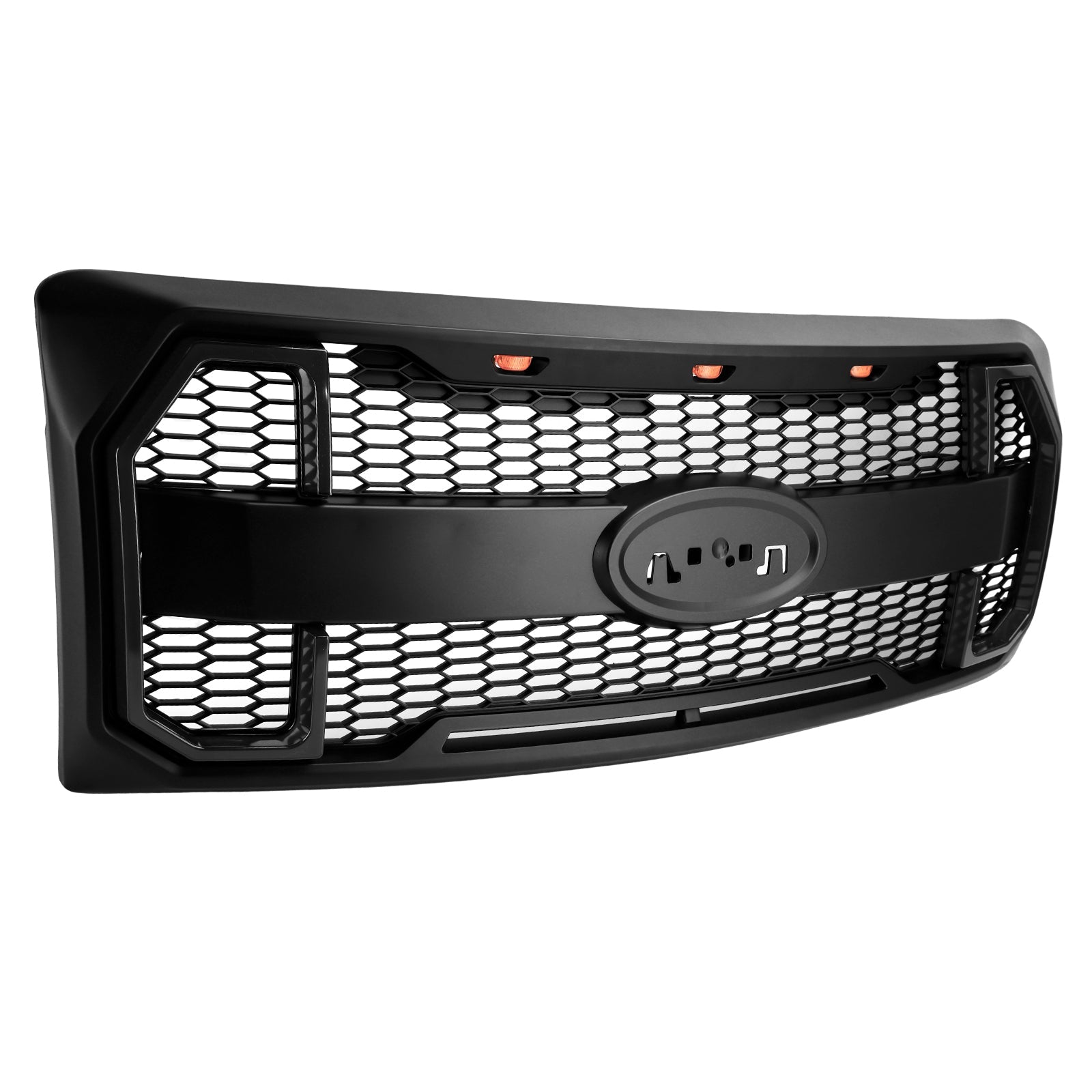 2009-2014 Ford F150 Matte Black Raptor Style Front Bumper Grille Grill W/LED