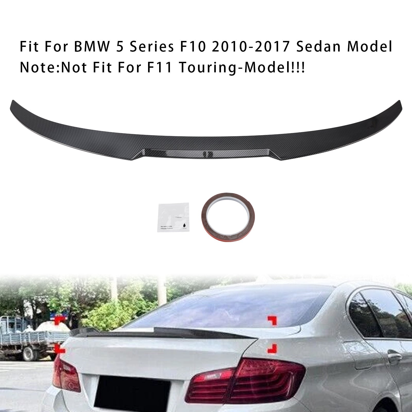 2010-2016 BMW 5 Series F10 M4 Style Carbon Fiber Look Rear Boot Spoiler