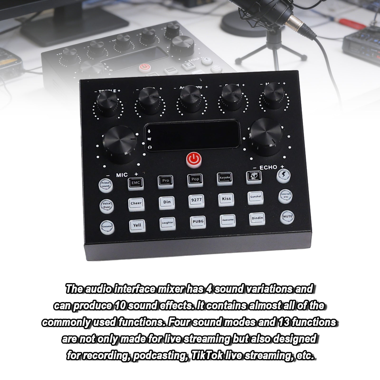 V8s Sound Card Live Sound Card Set for Podcast Record Sing Streaming and Gaming