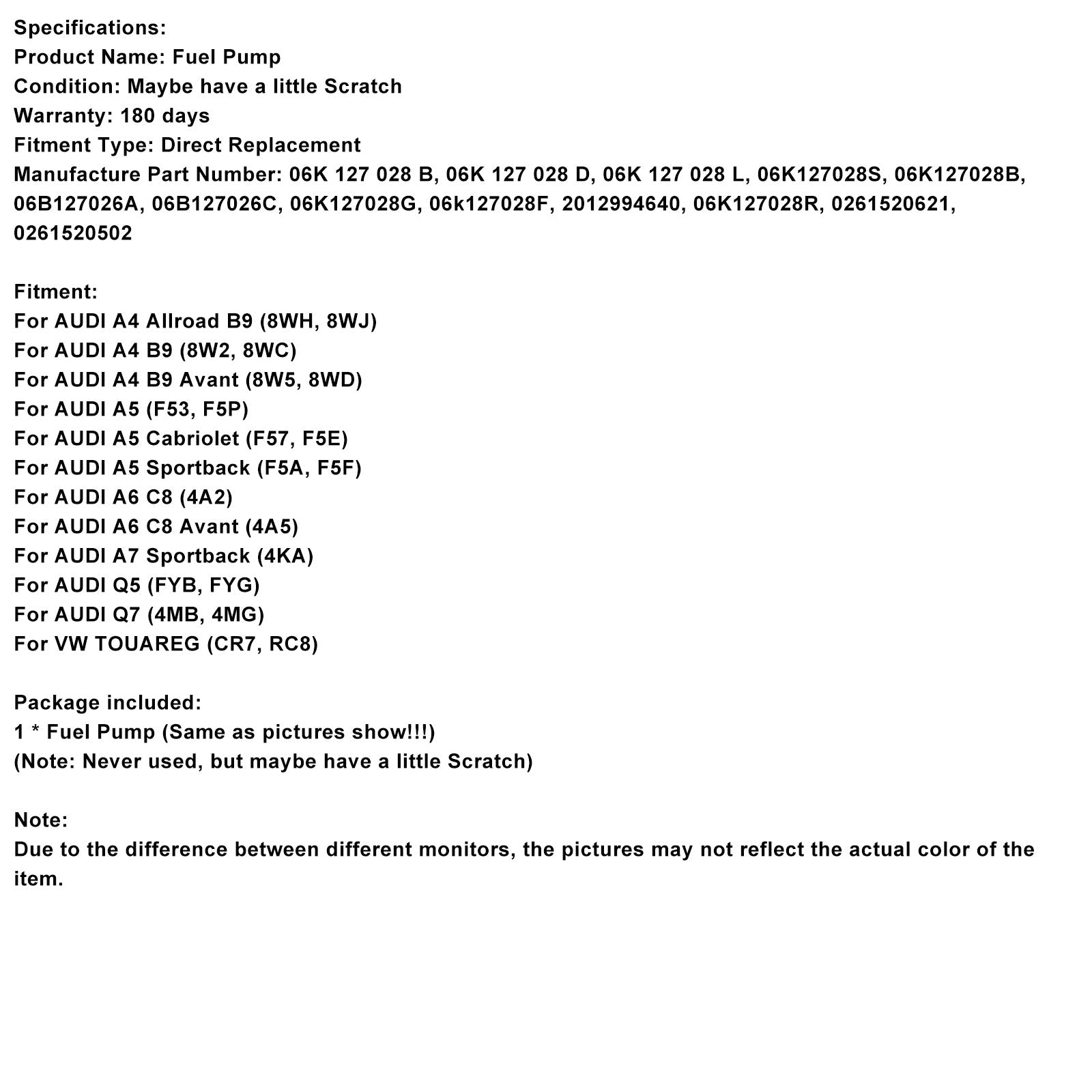 High Pressure Fuel Pump 06K127028B Fit AUDI A4 A5 A6 A7 Fit VW Touareg