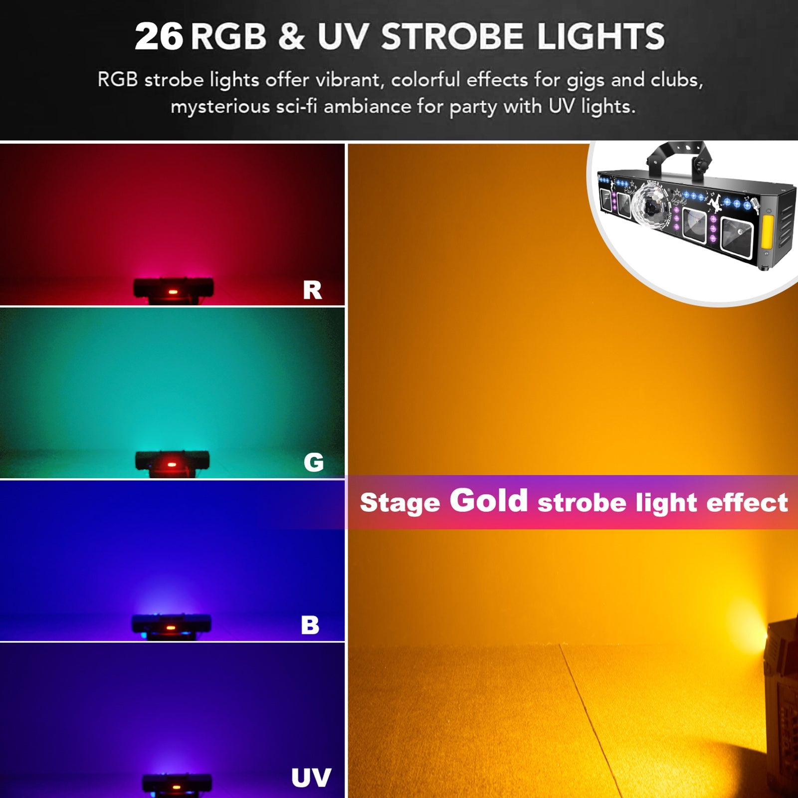 5In1 96 Picture Laser Magic Ball UV Strobe Projection Light With Remote Control