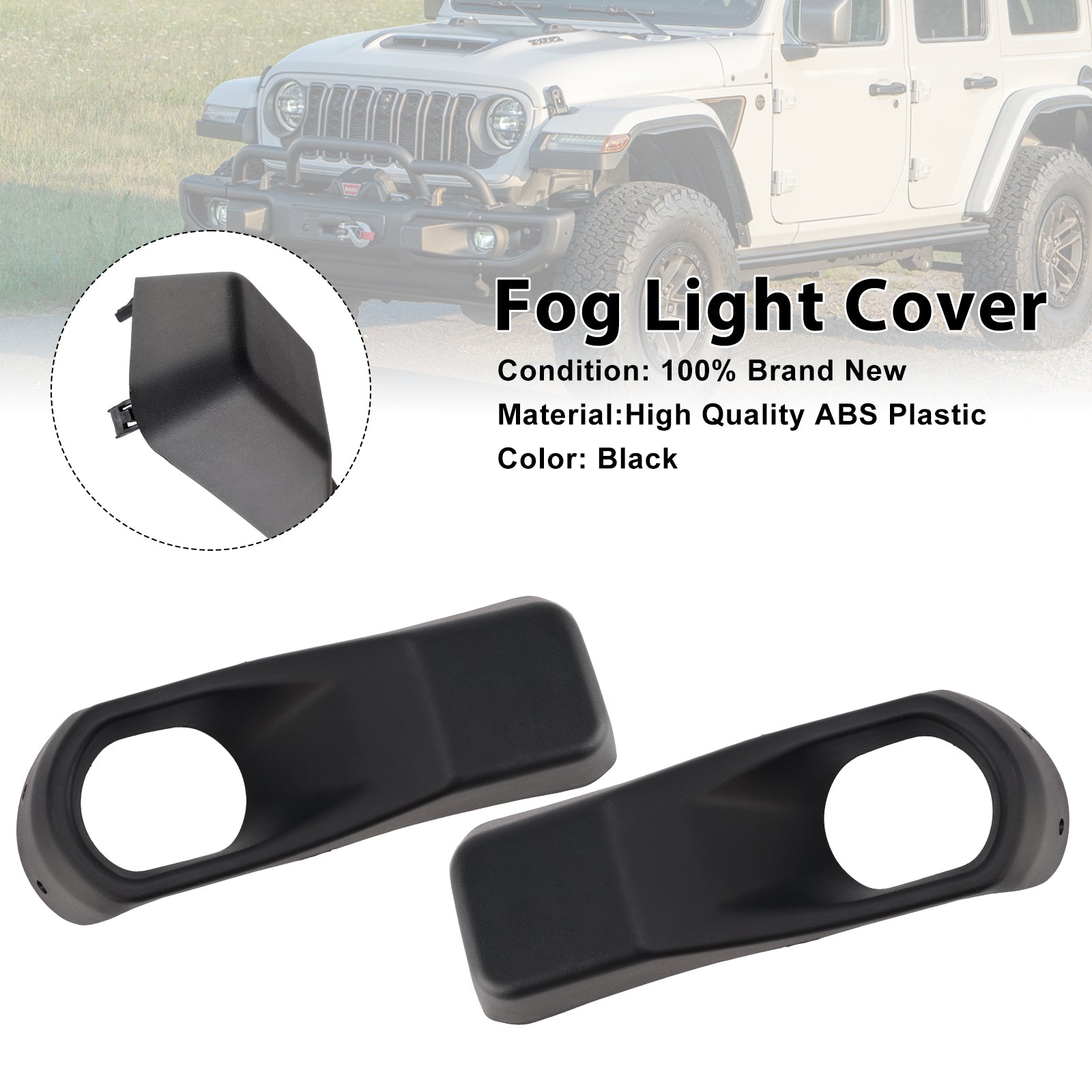 2018-2025 Jeep Wrangler JL Gladiator Pair Fog Light Bezel Trim 68295558AA