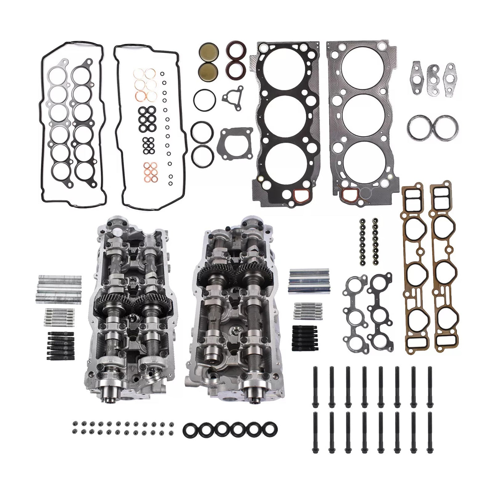2PCS Cylinder Head & Gaskets & Bolts For Toyota 3.4L 5VZFE Tacoma 4Runner 1995-2004