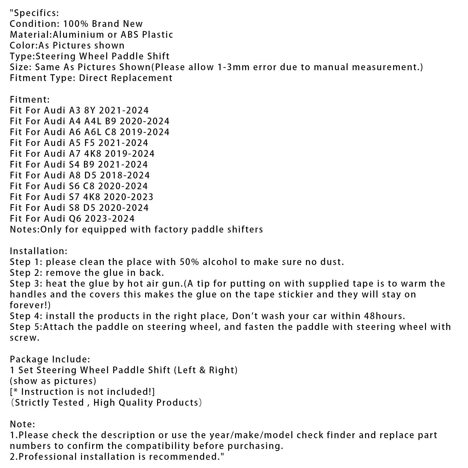 Steering Wheel Paddle Shifter Extension Fit For Audi A3 A4 A6