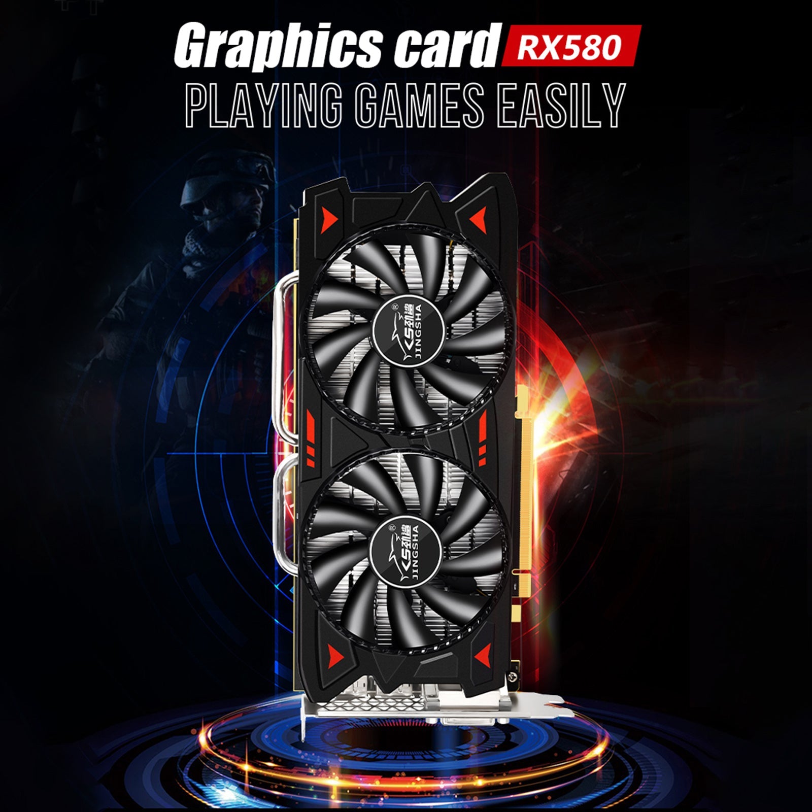 RX580 8G Dual Fans Independent Graphics Card Desktop Computer Lighting Card