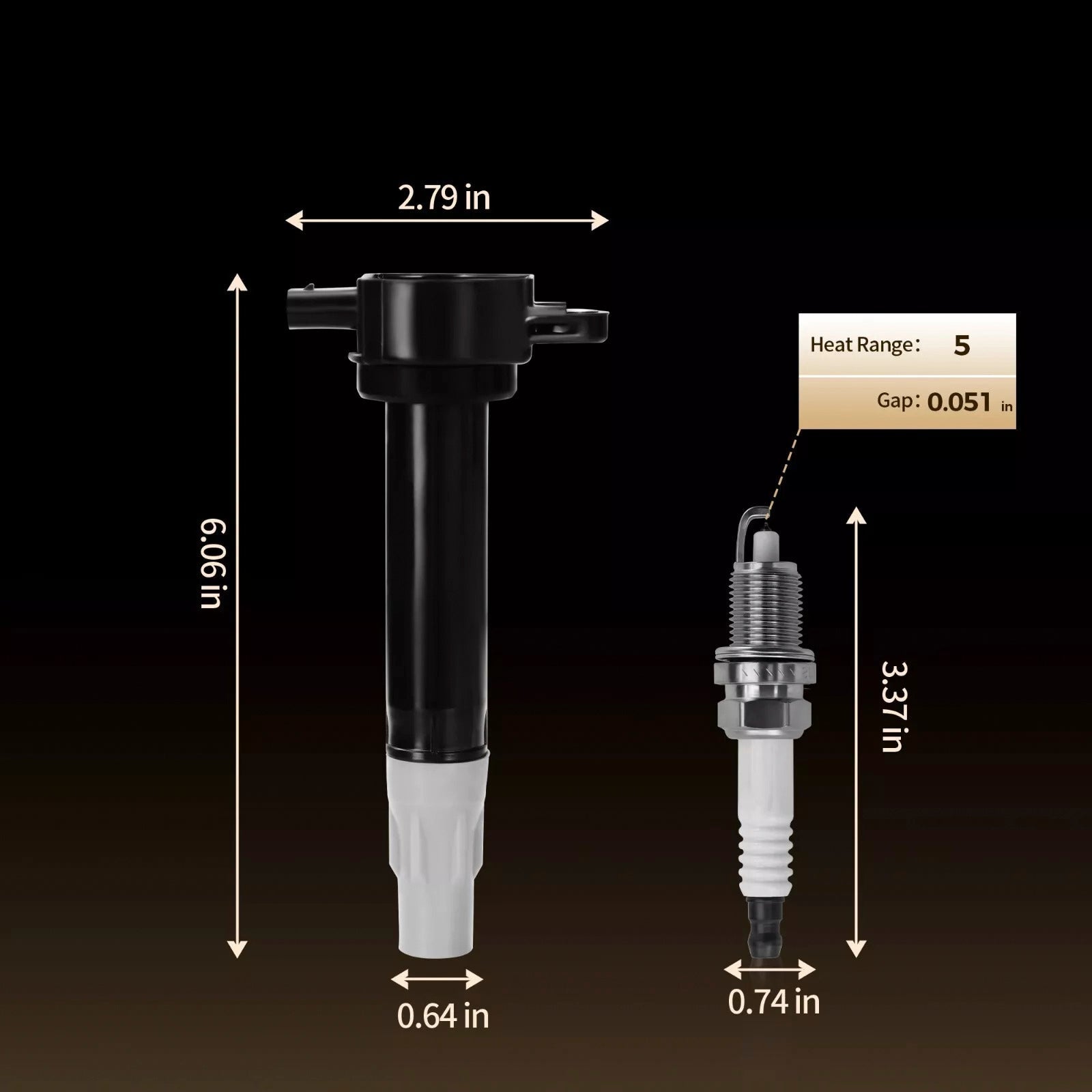 2006-2008 Dodge Magnum V6 3.5L 6pcs Ignition Coil & Spark Plugs UF502 4606869 4606869AA