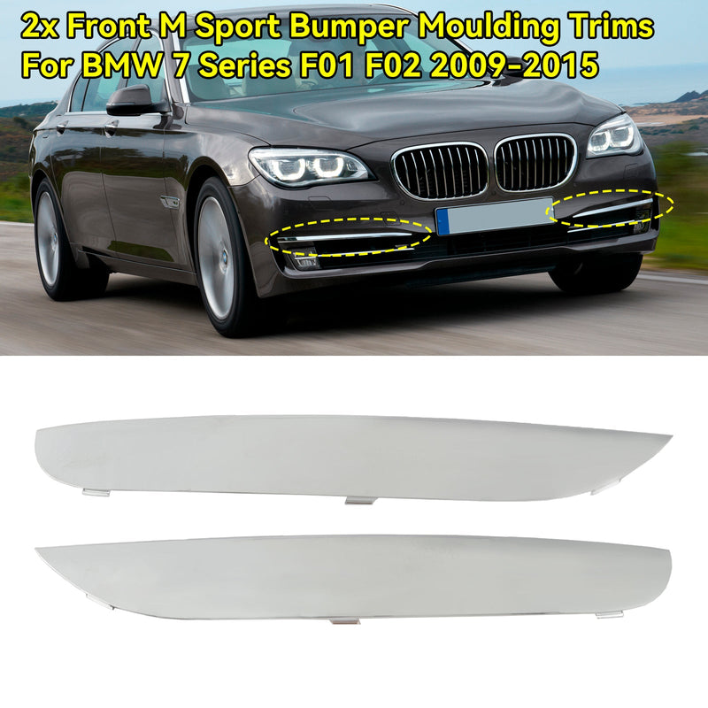 BMW 7 Series F01 F02 2009-2015 2x Front M Sport Bumper Moulding Trims