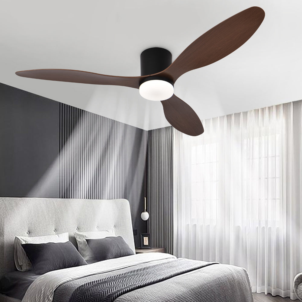 Ceiling Fans with Lights Flush Mount Dimmable LED for Bedroom DC Reversible Motor Indoor/Outdoor Use 52 Inch Low Profile Ceiling Fan with Remote/App Control